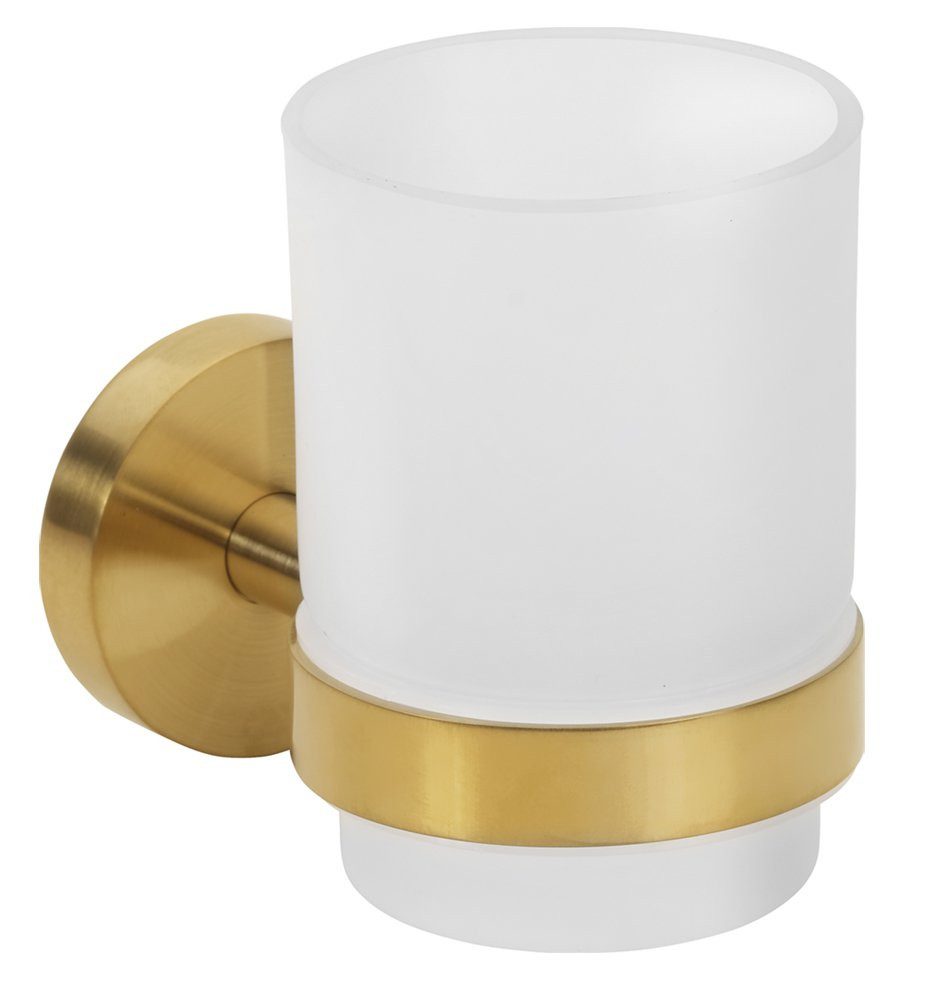 Sapho Zahnputzbecher X-ROUND GOLD Hänge-Glas, Milchglas, Gold matt, Sapho-XR903GB