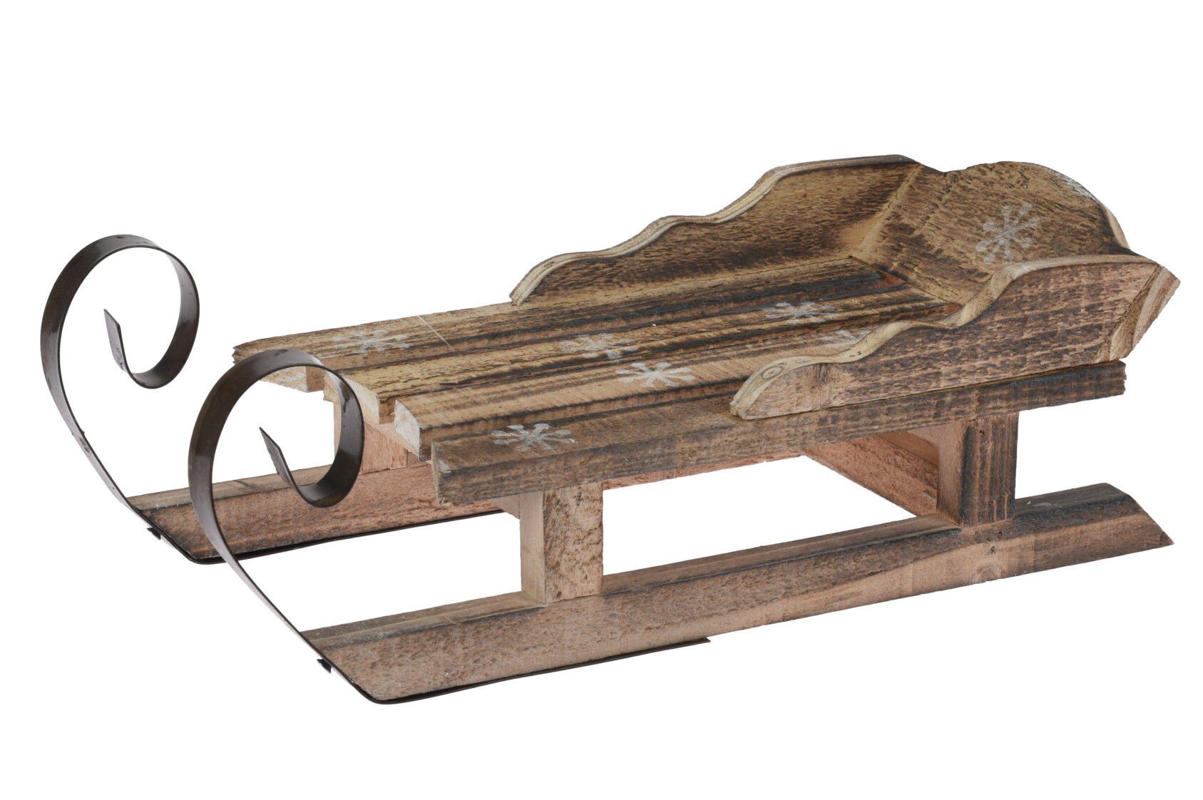 Spetebo Dekoobjekt Holz Schlitten m. Metallkufen - 47 cm / groß (Stück, 1 St., Holz Deko Schlitten), Weihnachten Tisch Deko shabby