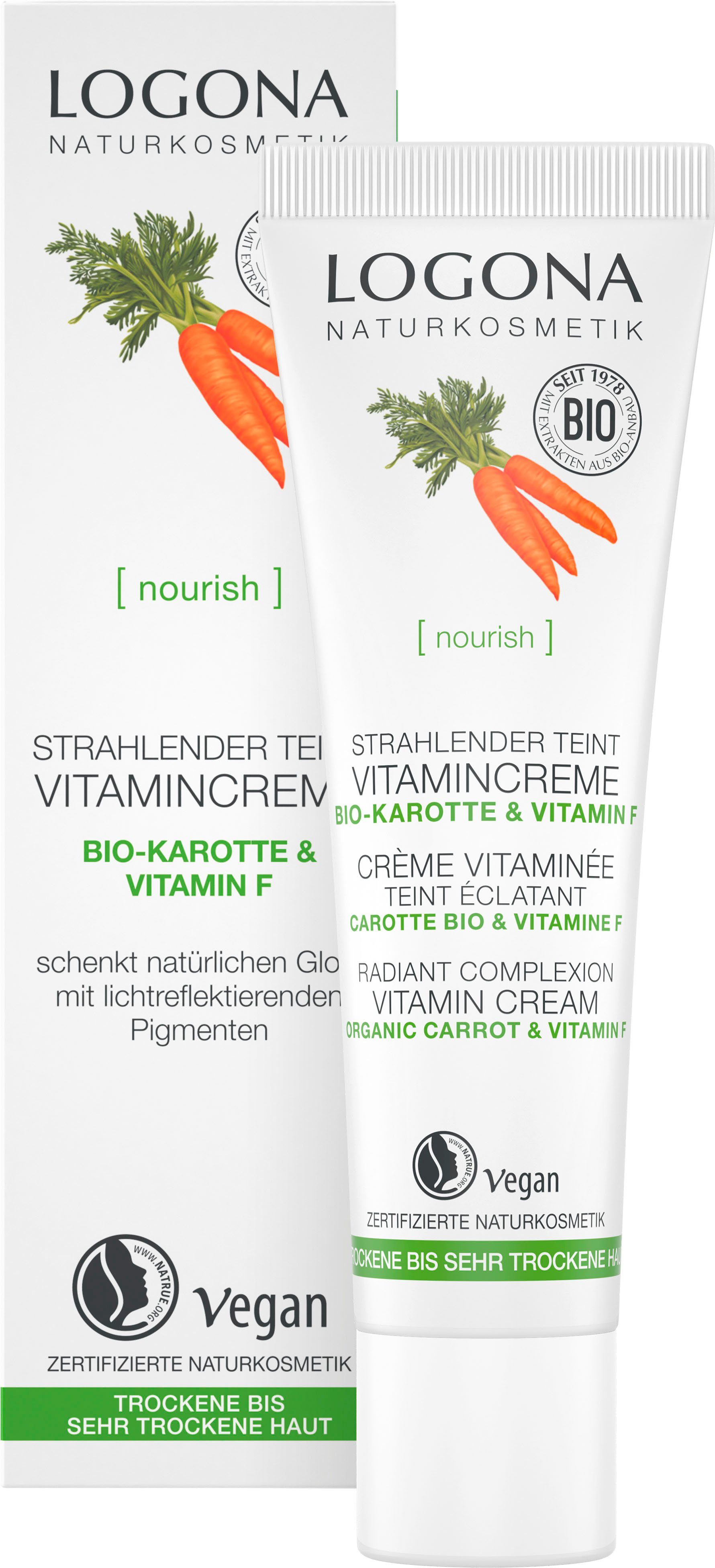 LOGONA Tagescreme Logona [nourish] Strahl. Teint Vit.Creme, NaTrue  zertifizierte Naturkosmetik mit veganer Formel