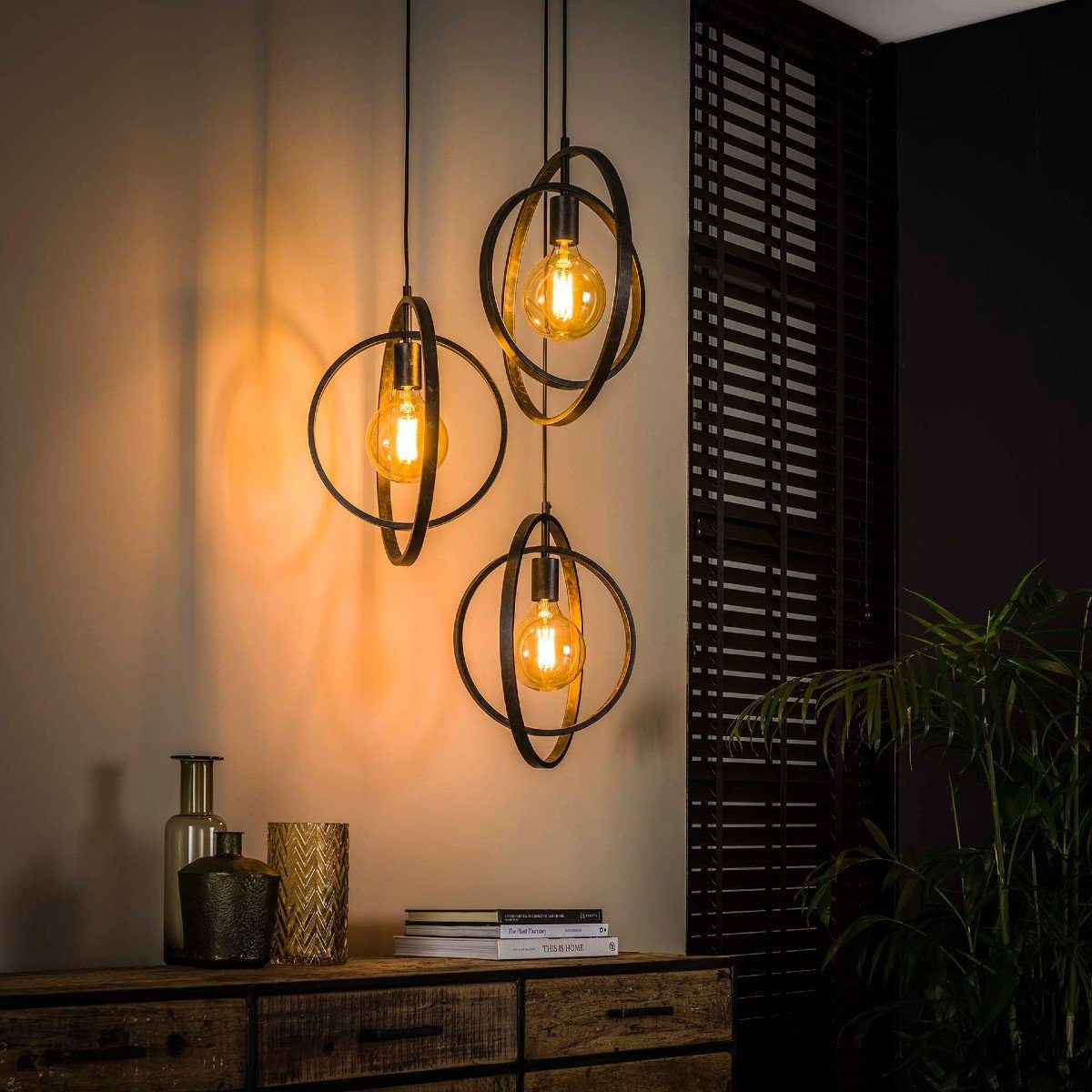 Liadomo Pendelleuchte Houston Rondell, ohne Leuchtmittel, Rondell-Hängelampe im Industrial Style