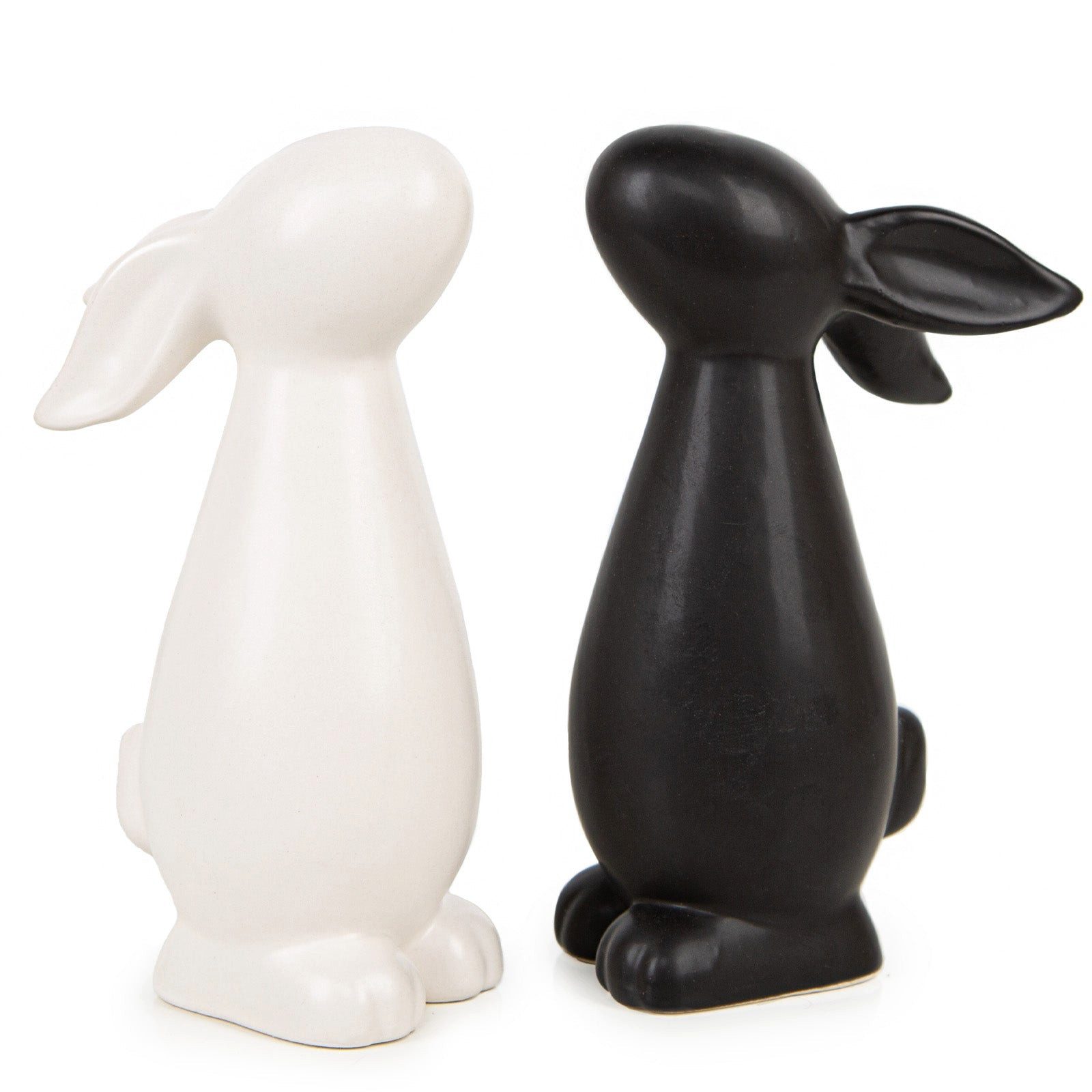 Logbuch-Verlag Dekofigur Osterhasen Set schwarz weiß Hasen aus Dolomit 17,5 cm Osterdekoration