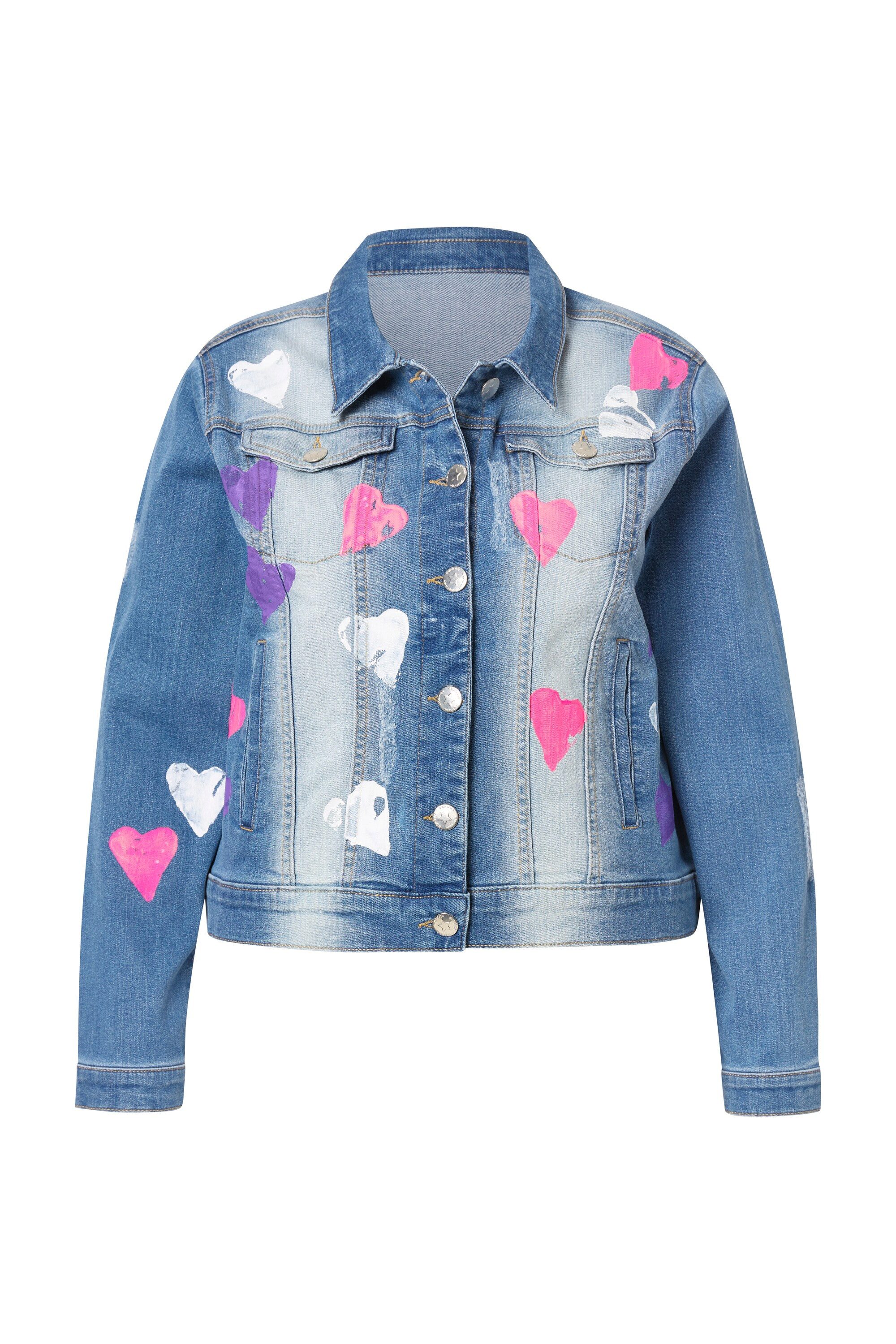 Angel of Style Sommerjacke Jeansjacke Neon-Herzen Destroy-Effekte günstig online kaufen