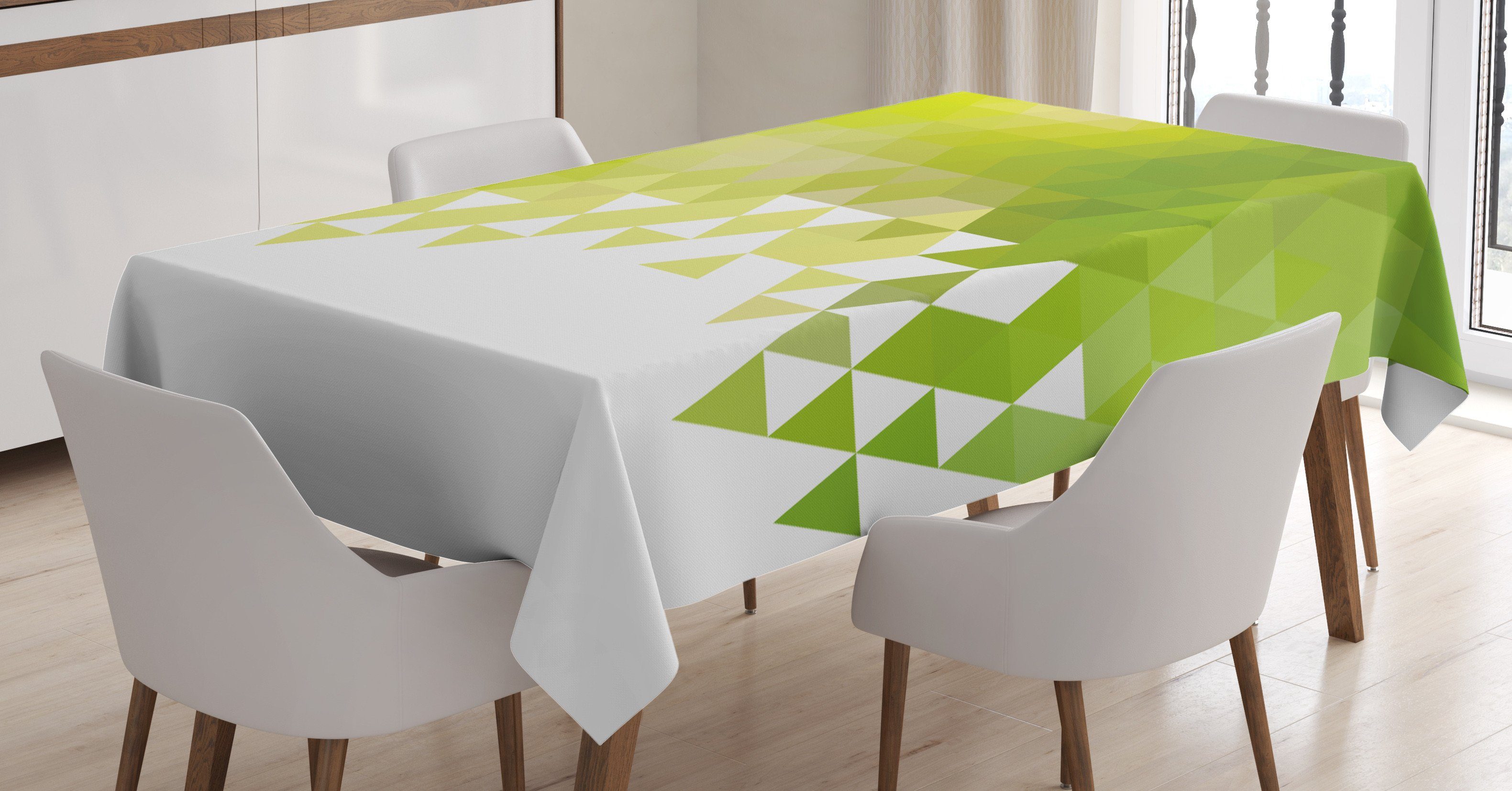 Abakuhaus Tischdecke Farbfest Waschbar Für den Außen Bereich geeignet Klare Farben, Grün Triangular abstraktes Muster