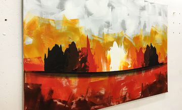 WandbilderXXL Gemälde Flames 120 x 80 cm, Abstraktes Gemälde, handgemaltes Unikat