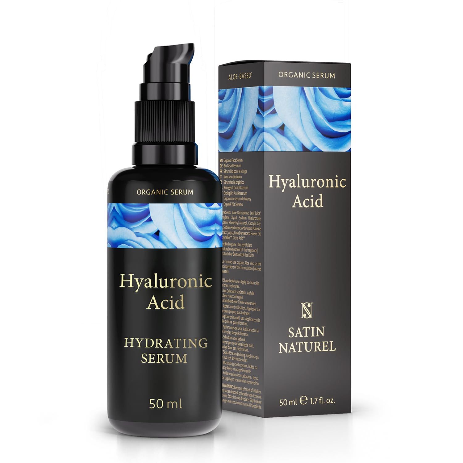 Satin Naturel Gesichtsserum Hyaluronsäure Bio Serum, 1-tlg., Nur für die äußere Pflege gesunder Haut geeignet.