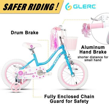 Glerc Fahrrad-Laufrad Kinderfahrrad, mit Korb, Luftschlangen, Stützräder und Glocke