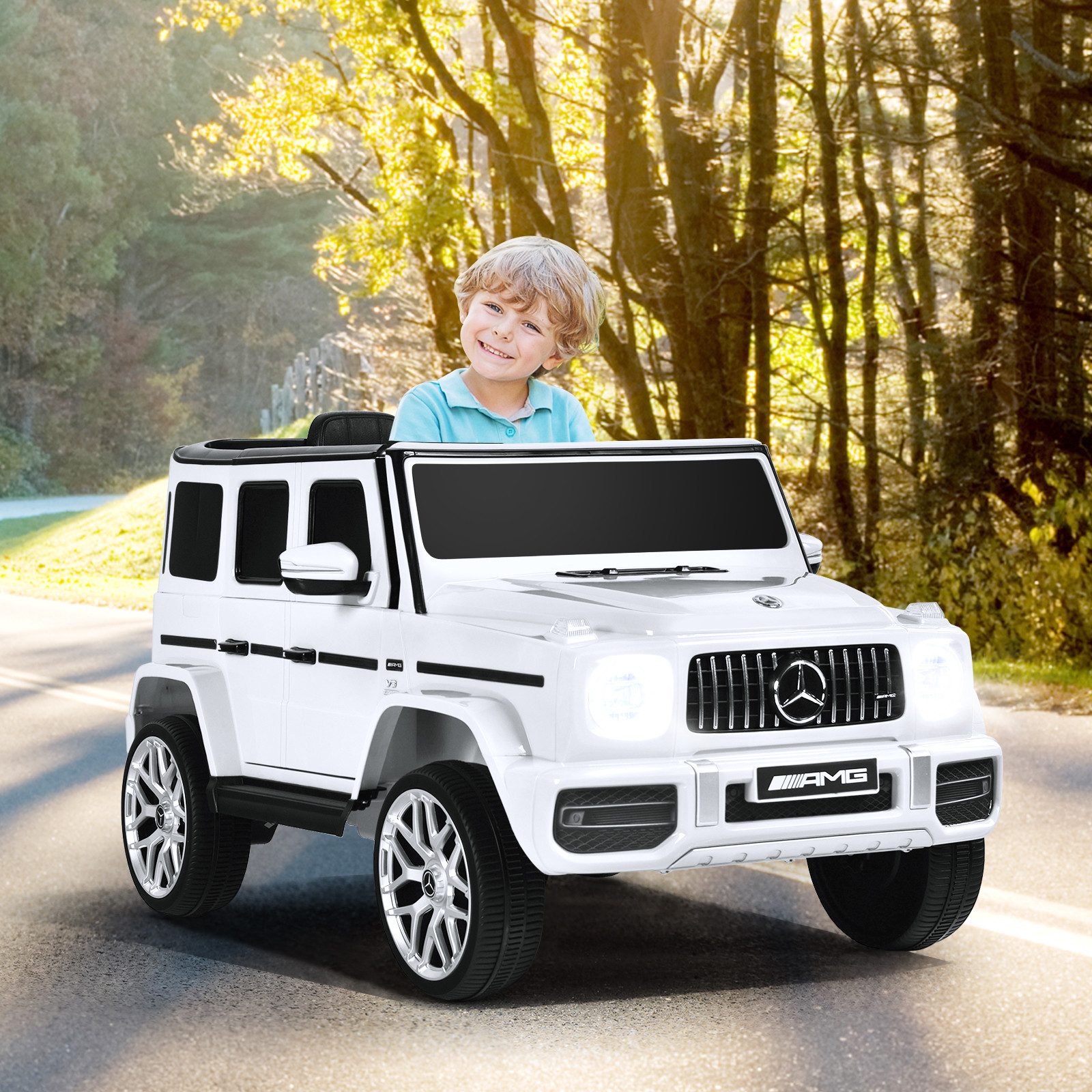 KOMFOTTEU Elektro-Kinderauto, Belastbarkeit 30 kg, 12V Kinderfahrzeug mit LED-Lichter