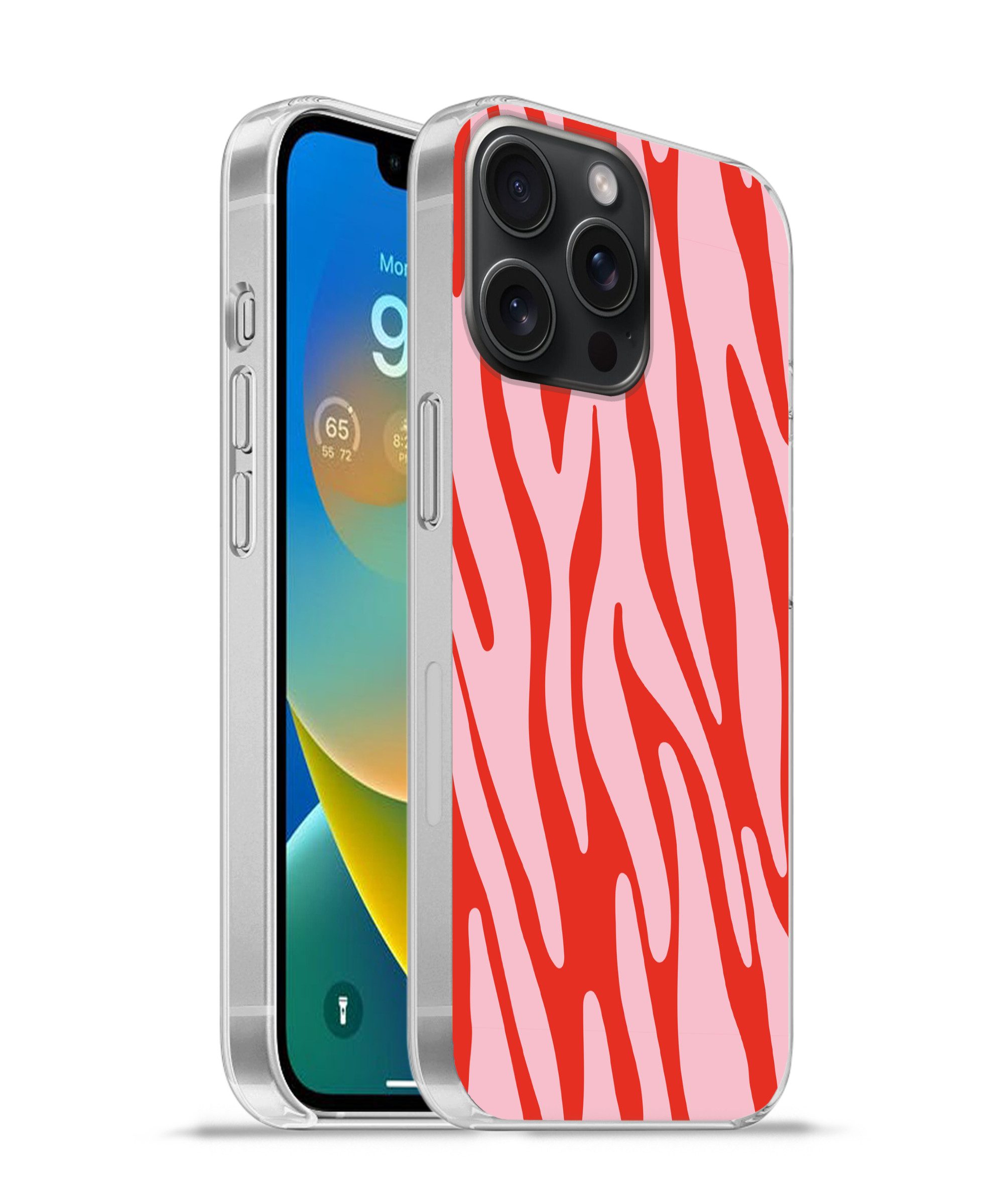 MuchoWow Handyhülle für Apple iPhone 15 Pro Max Zebramuster - Rosa - Rot - Tiermuster, Smartphone-Bumper, Print, Handy Schutzhülle Dünn