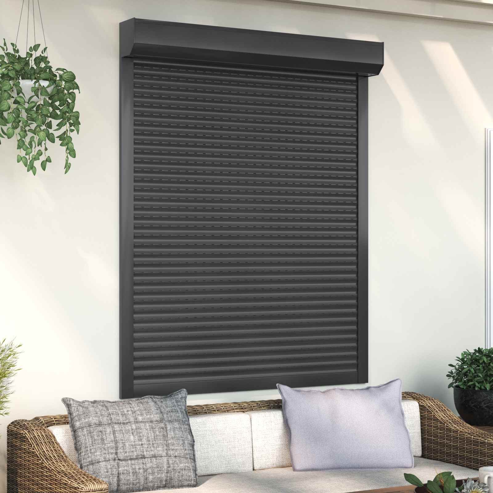 vidaXL Fensterladen Rollladen Anthrazit 120 x 150 cm Aluminium und Polyurethan, BxH: 14x150 cm, (1-St)