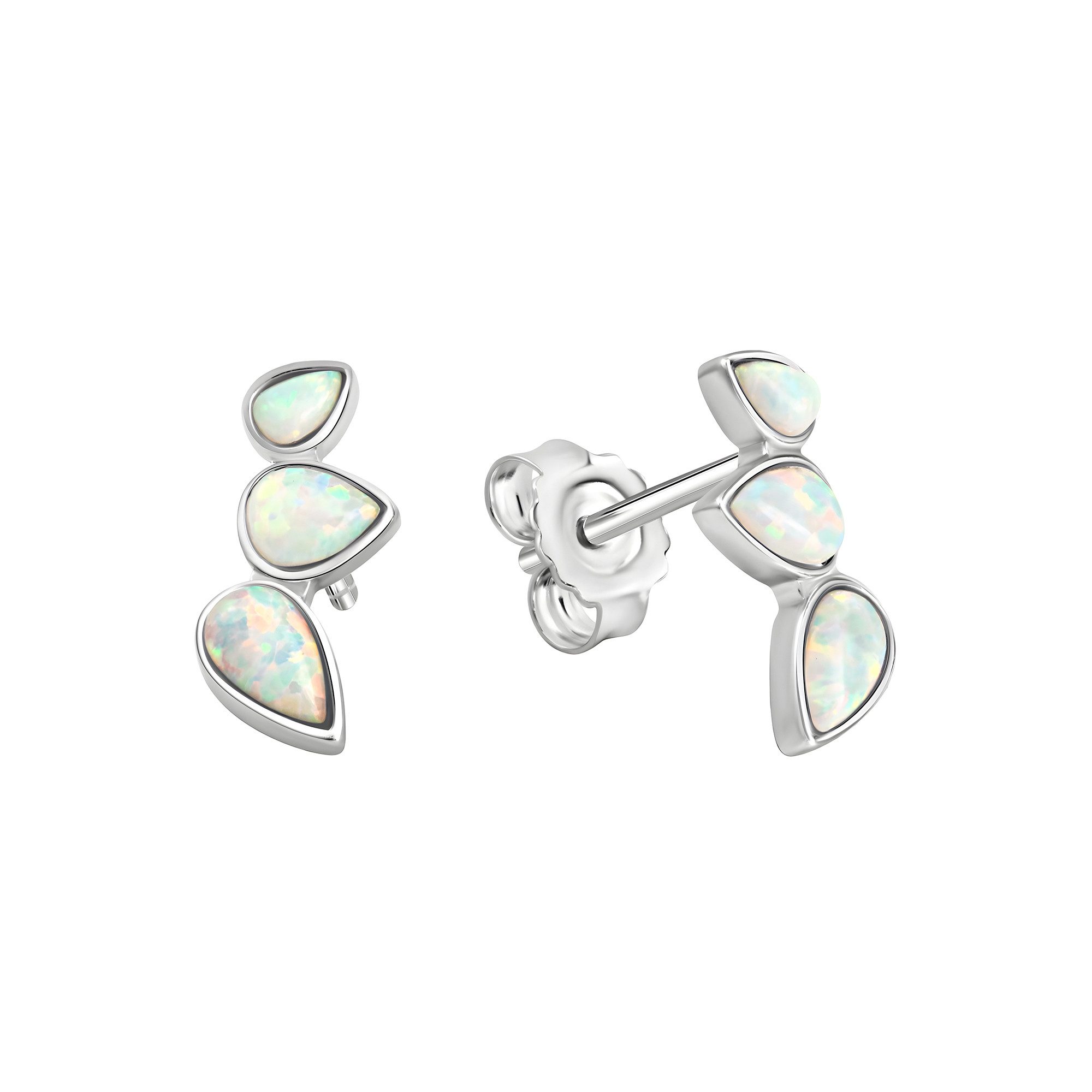 Vivance Paar Ohrstecker 925/- Sterling Silber rhodiniert synth. Opal