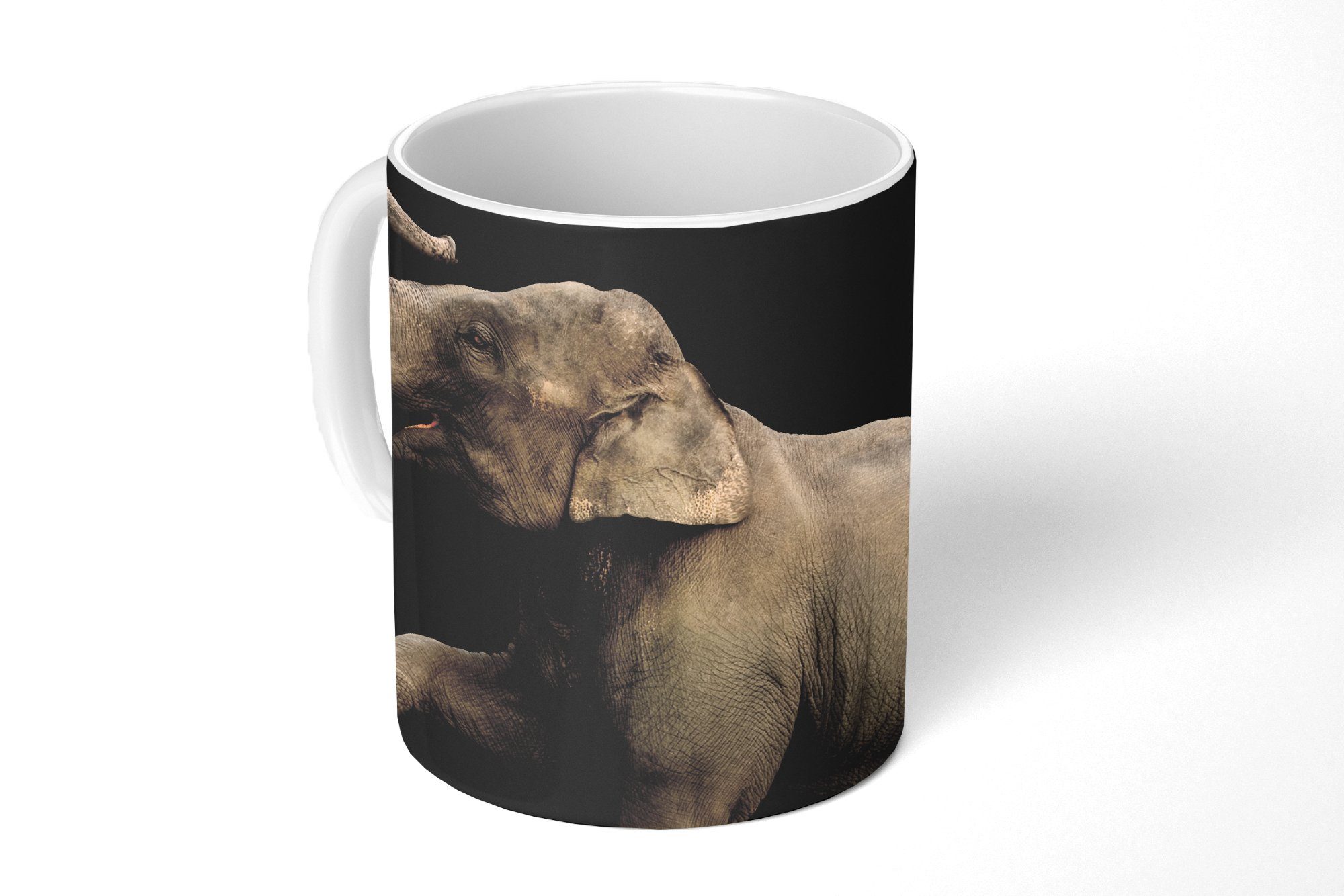 MuchoWow Tasse Elefant - Tiere - Schwarz - Porträt, 1-tlg., Keramik, Kaffeetassen, Teetasse, Becher, Kaffeebecher, Geschenk