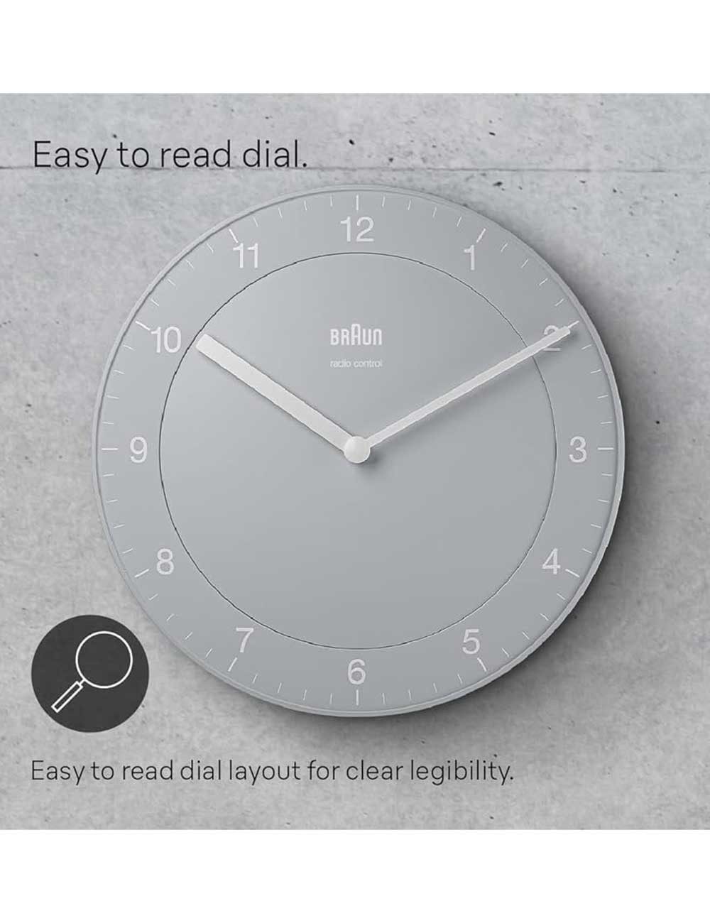 Braun Wanduhr Braun BC06G-DCF Klassik Funkwanduhr 20 cm grau