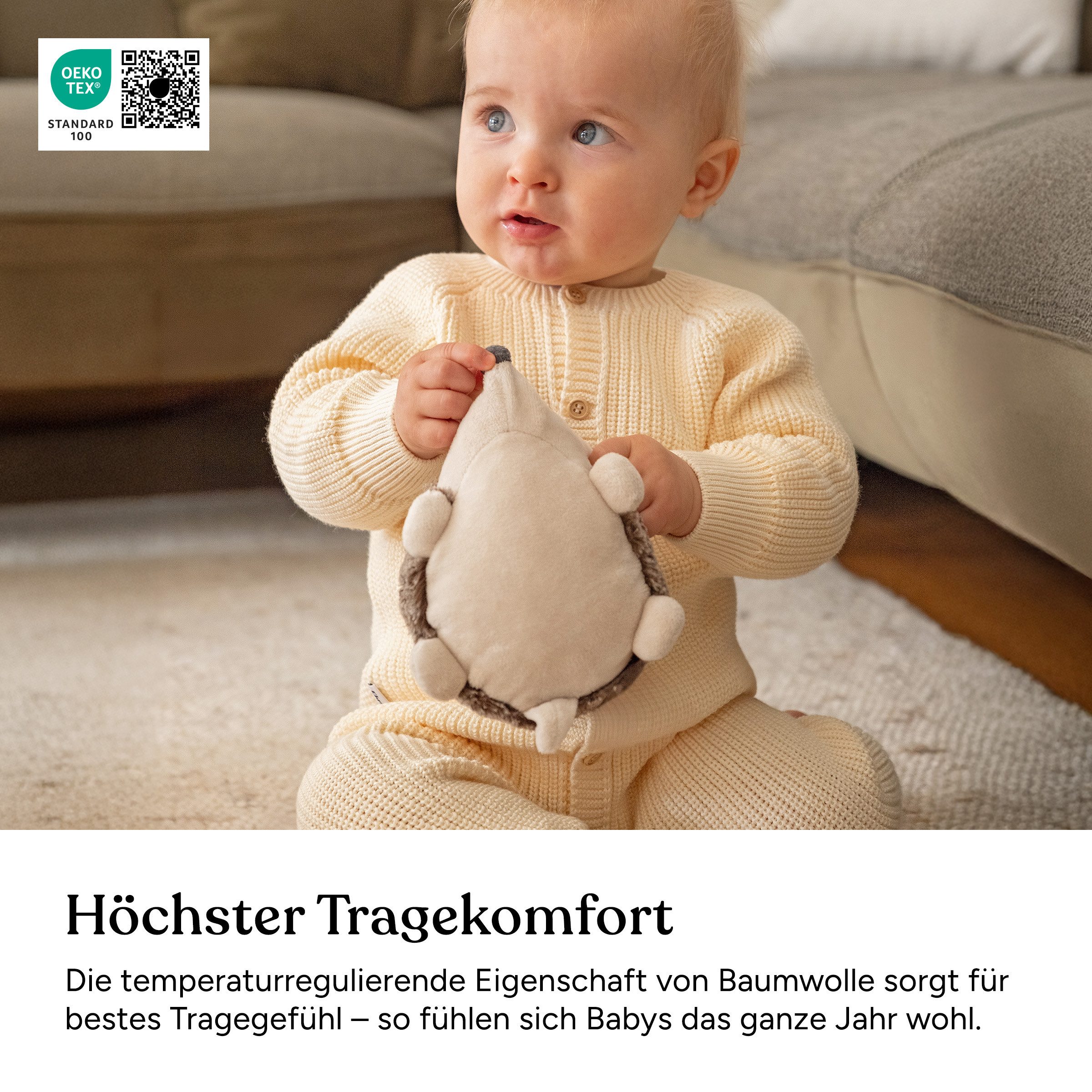 Ehrenkind Strampler Strickoverall Baby aus Bio-Baumwolle mit Knöpfen (Hellgrau, weich & atmungsaktiv, temperaturregulierend) Für jede Jahreszeit – Bild 4 von 5