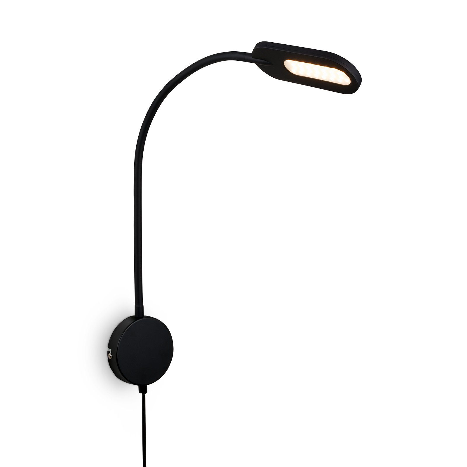 Briloner Leuchten Wandleuchte 2177015, schwenkbar, dimmbar, Touch, LED fest  verbaut, Warmweiß, Wandlampe, 52 x 44,5 x 10 cm, Schwarz, 6W, Leselampe,  Schlafzimmer | Leselampen