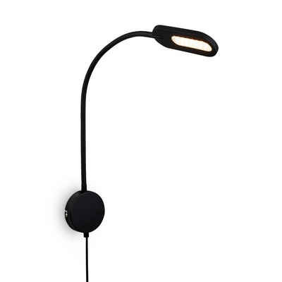 Briloner Leuchten Wandleuchte 2177015, schwenkbar, dimmbar, Touch, LED fest verbaut, Warmweiß, Wandlampe, 52 x 44,5 x 10 cm, Schwarz, 6W, Leselampe, Schlafzimmer