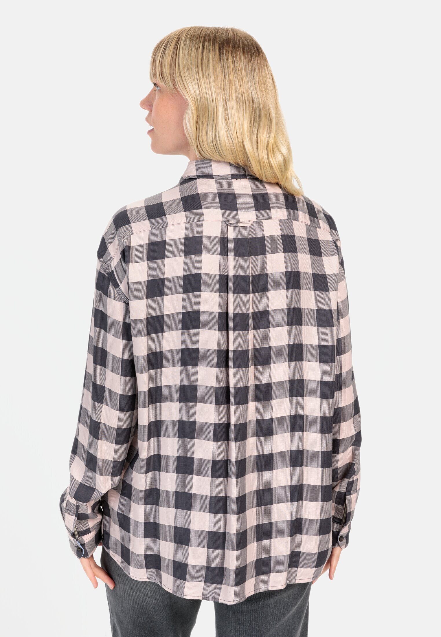 camel active Hemdbluse aus reiner Viskose Langarm Kentkragen kariert günstig online kaufen
