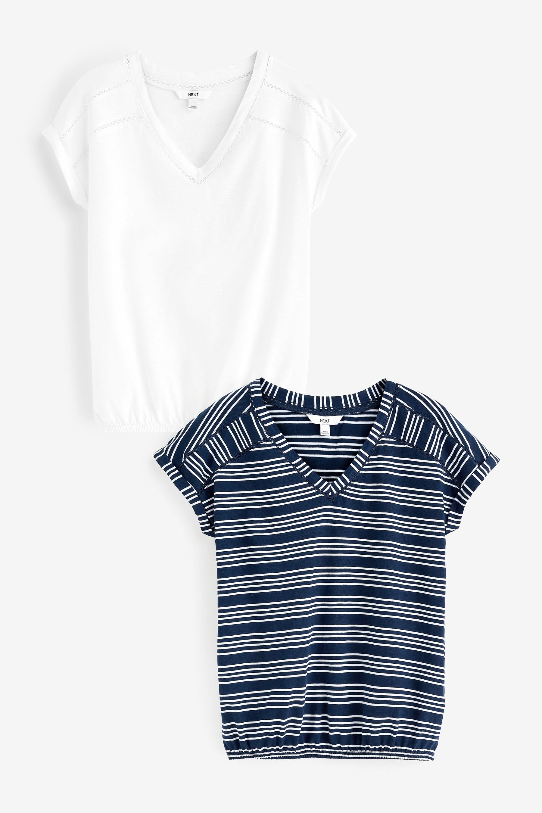 Next T-Shirt V-Ausschnitt-Oberteile mit Ballonsaum im 2er-Pack (2-tlg)