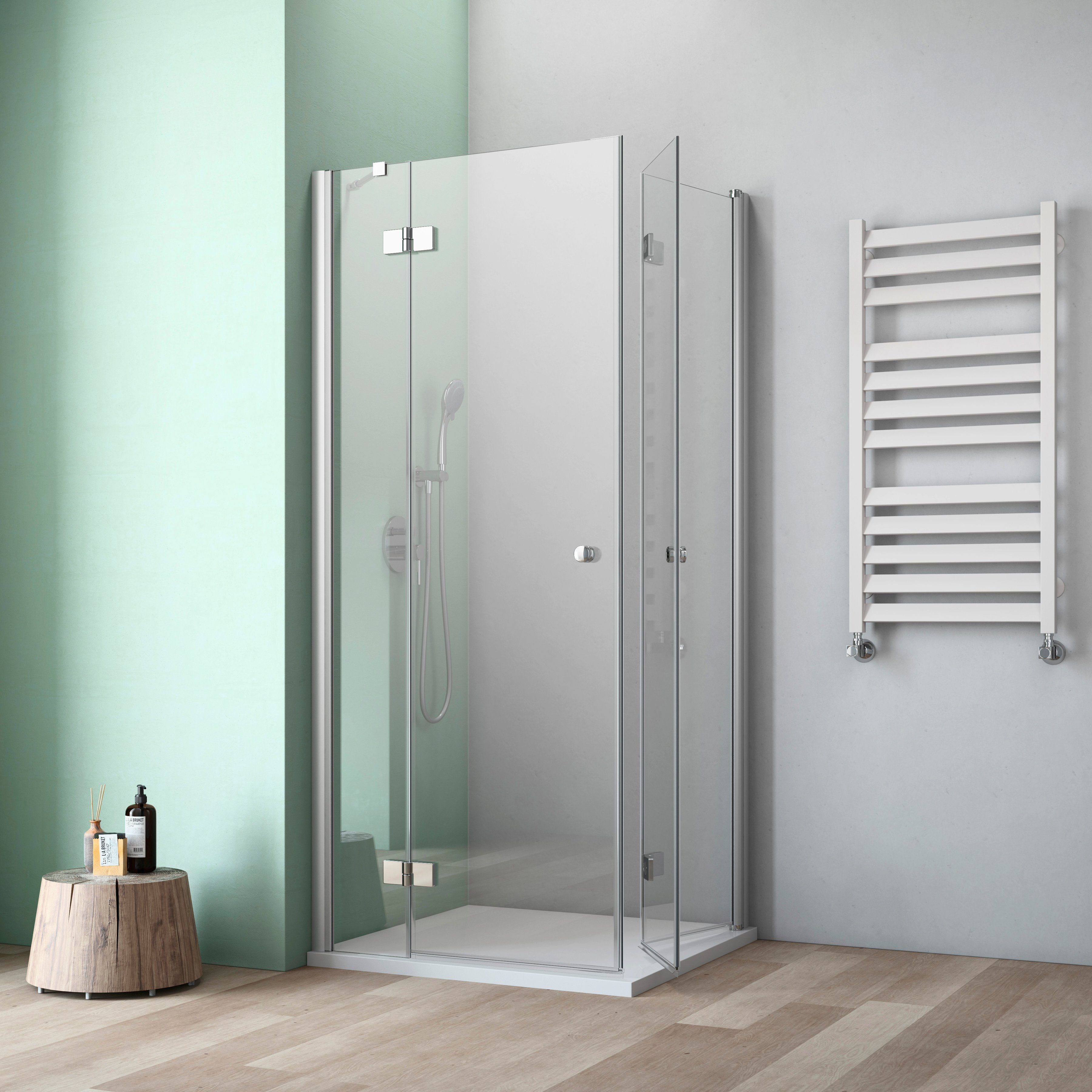 BERNSTEIN Eckdusche 120x90cm Mit Drehtür - Duschabtrennung Nano Klarglas Für Eckeinbau