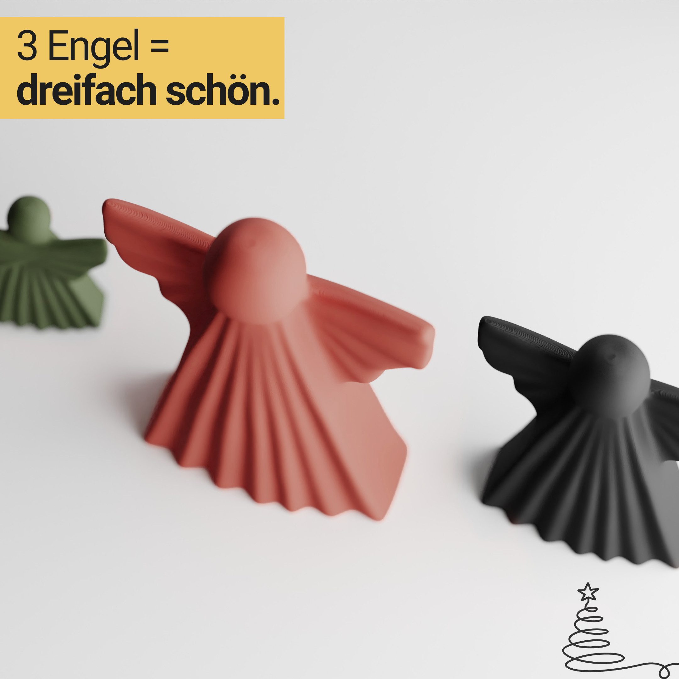 Shapes - Decorations Engelfigur Deko Engel 3er Set – moderne Weihnachtsdekoration (Spar-Set, 3er-Set), Weihnachten