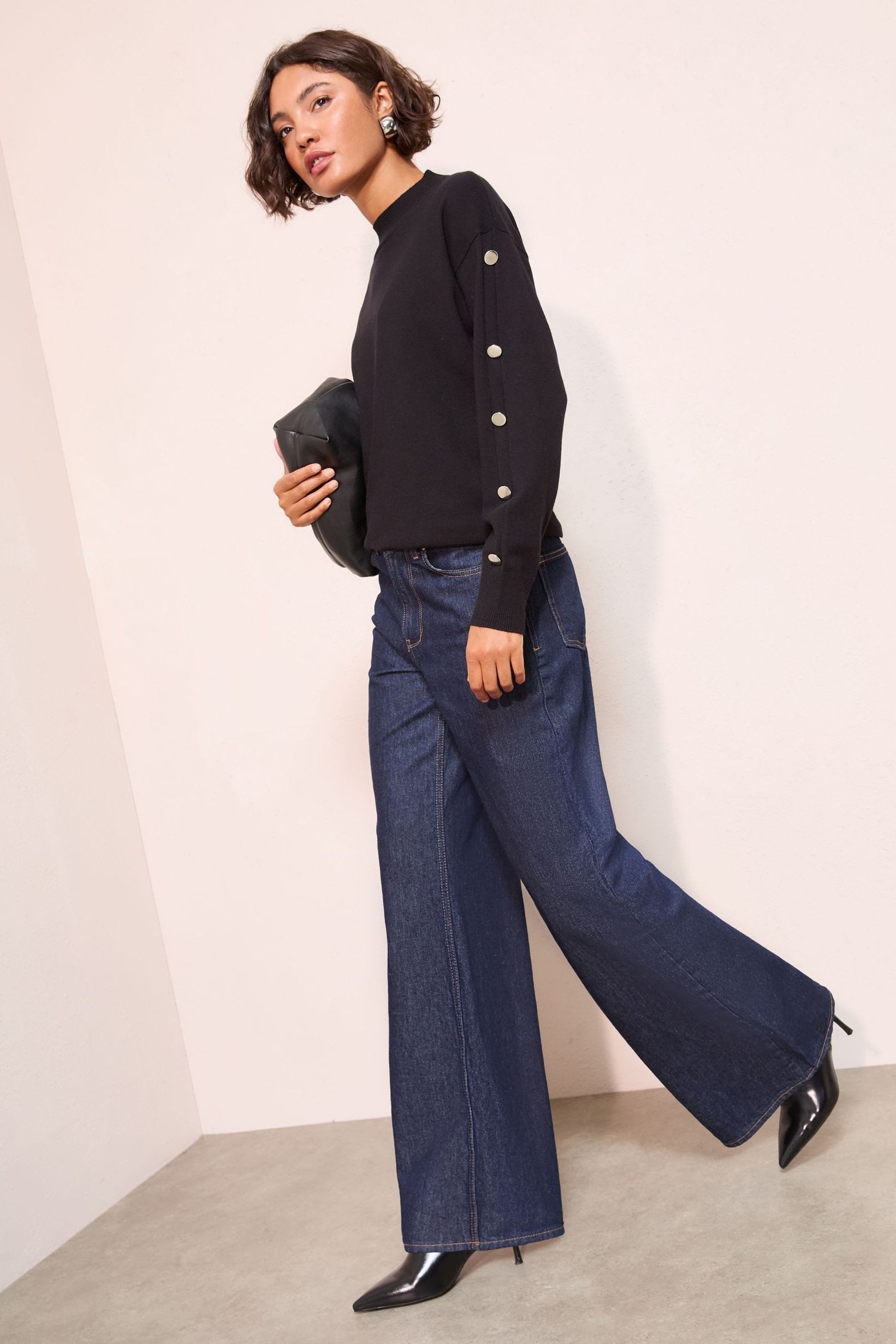 Friends Like These Strickpullover Friends Like These Tunika mit Knopfleiste am Ärmel (1-tlg)