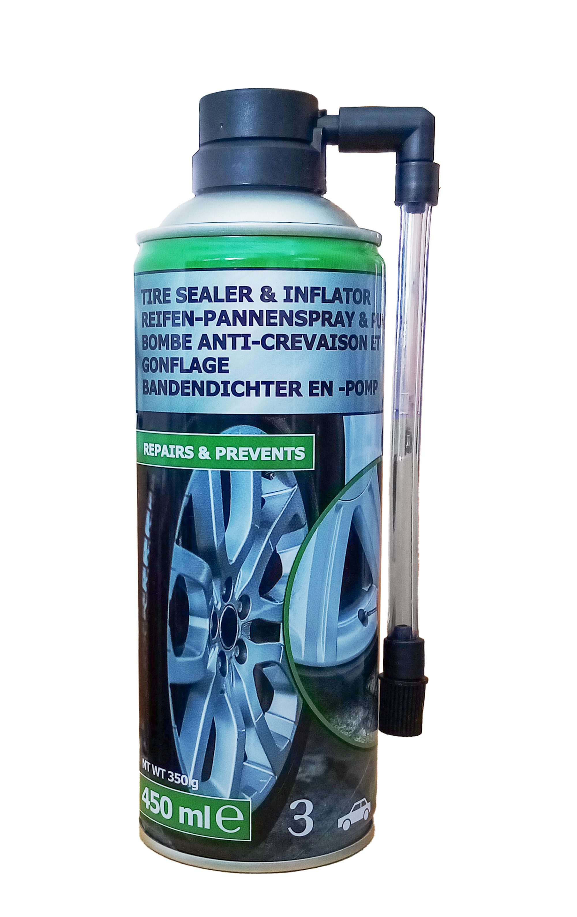 EDCO Reifen-Reparaturset REIFEN-PANNENSPRAY & PUMPE 450ml für Auto Motorrad 71, Reifendichtmittel Reifenreparaturspray Reifen Reparatur Spray