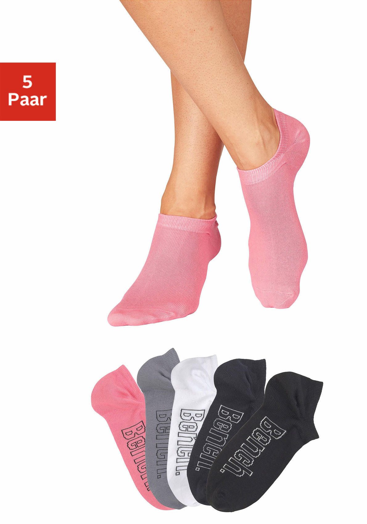Bench. Sneakersocken Niedrige Sneaker Socken, Damen Baumwolle Sportsocken Atmungsaktiv (Packung, 5-Paar) für modische Sneaker-Schuhe