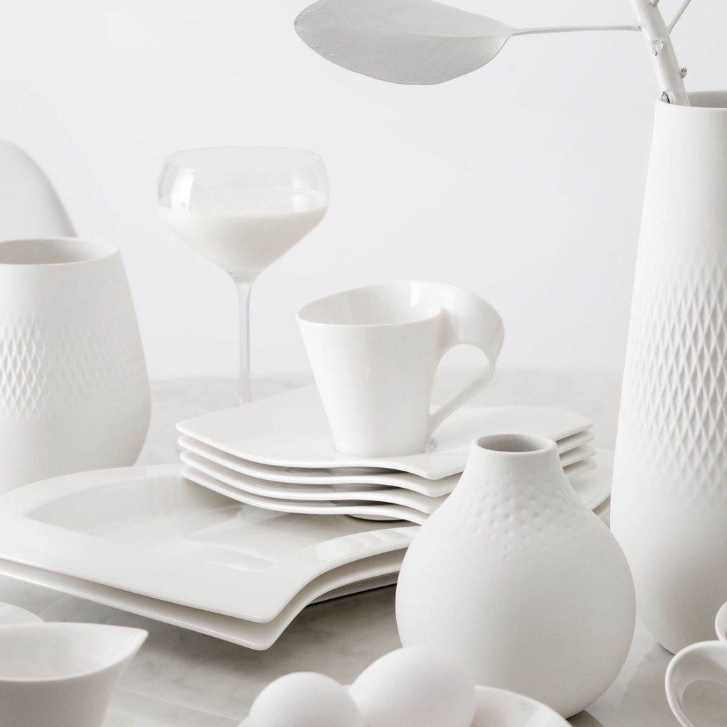 Villeroy & Boch Untertasse NewWave Untertasse, 6 Stück, weiß, (6 St), Premium Porcelain, mikrow.- & spülm.sicher, Made in Germany