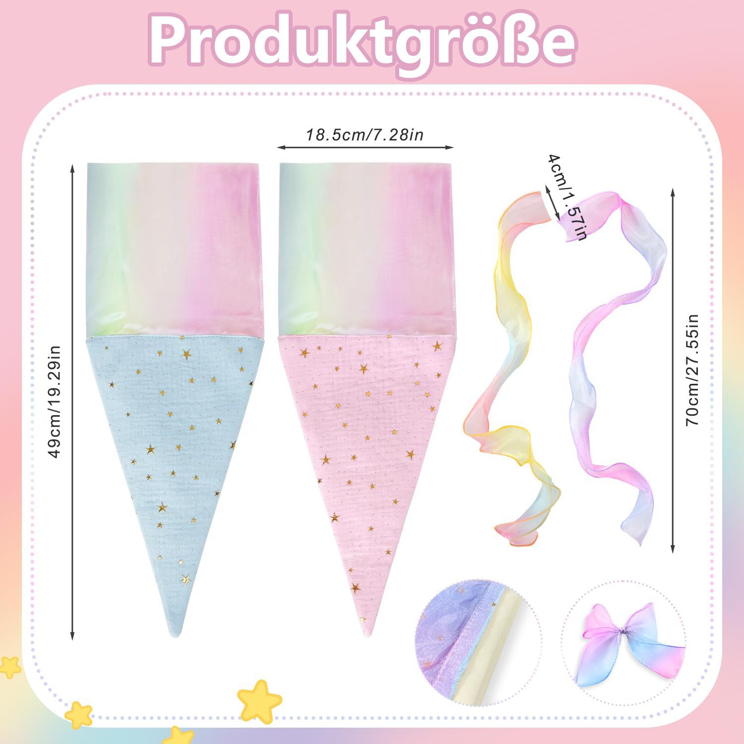 CLTYQ Schultüte 2 STK Schultüte Geschenktüte Schule Schultüte Füllung, Schulaufnahme Kleine Zuckertüte Schultüten für Studenten(Blau+Rosa)