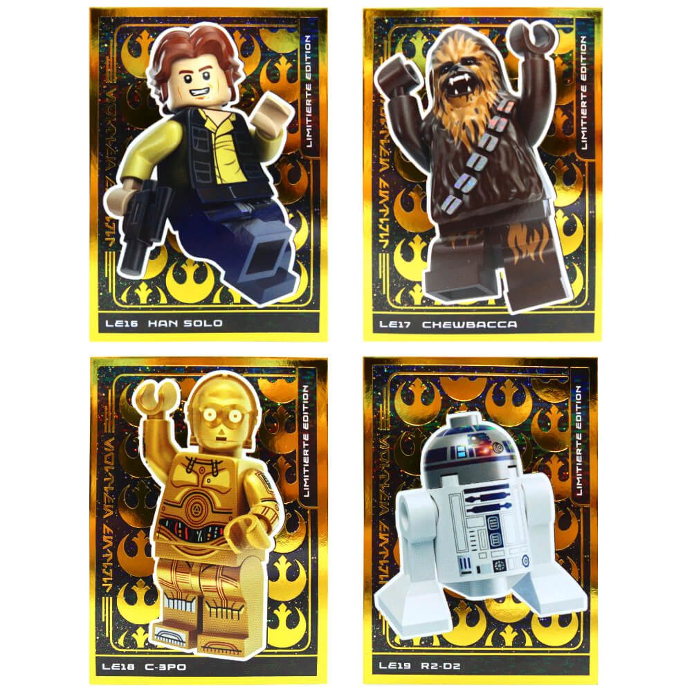 Blue Ocean Sammelkarte Lego Star Wars Karten Trading Cards Serie 5 - Jubiläum Sammelkarten, LE16 + LE17 + LE18 + LE19 Gold Karte