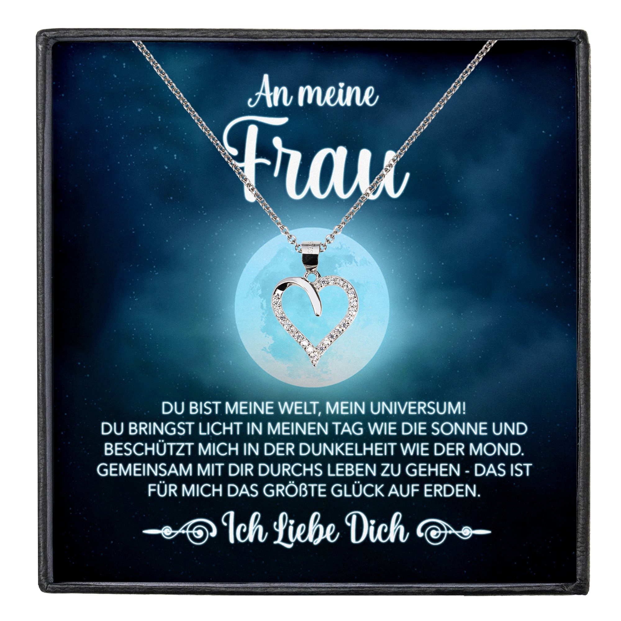 Valentinstagsgeschenk 22Feels Schmuckset An Meine Frau Ich Liebe Dich Kette Ehefrau Geschenk Hochzeitstag Herz (inkl. Geschenktasche, Karte, Poliertuc