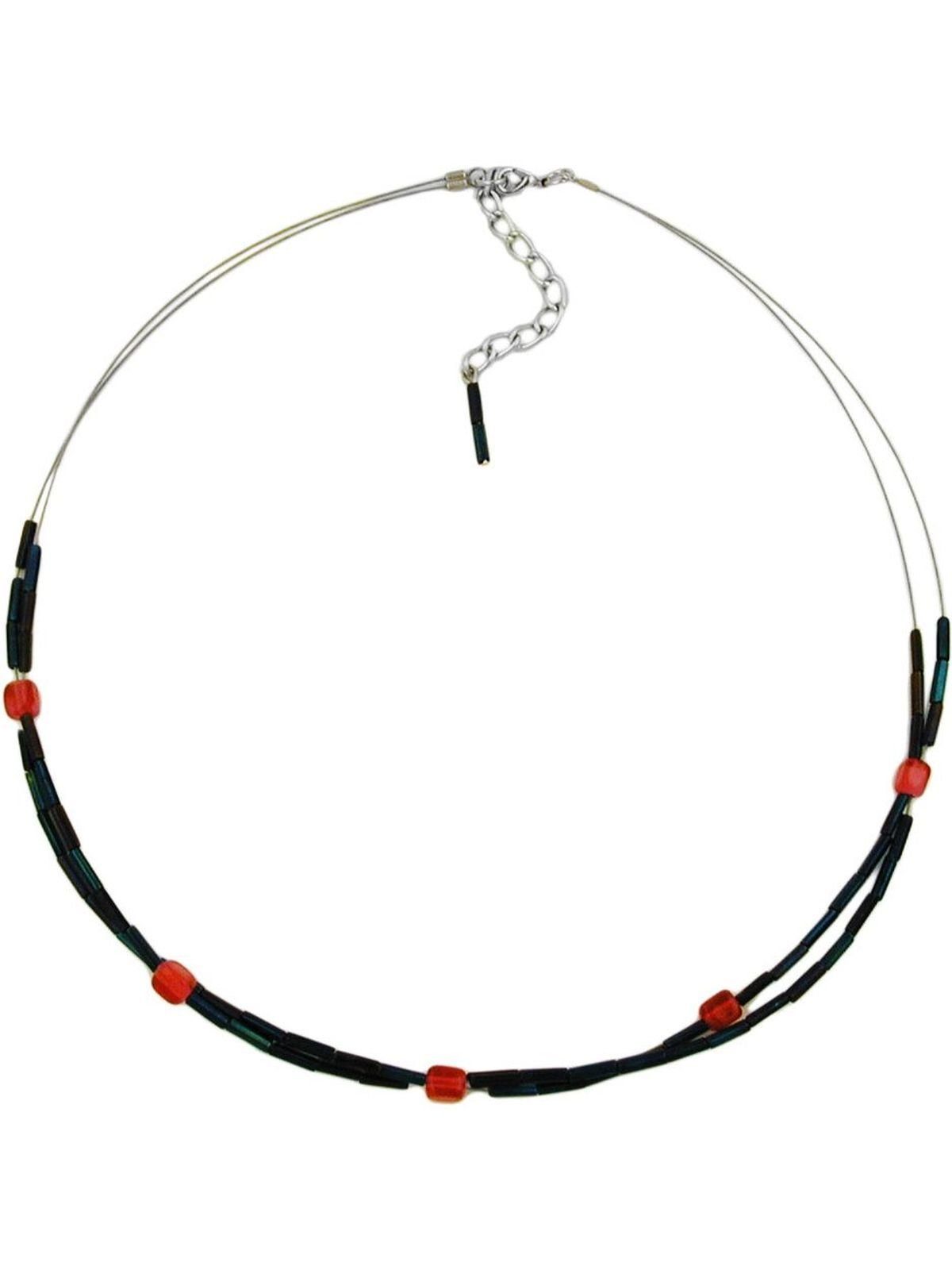 und mit 45cm (1-tlg) Glasperlen Drahtkette Perlenkette rot blau-AB Gallay