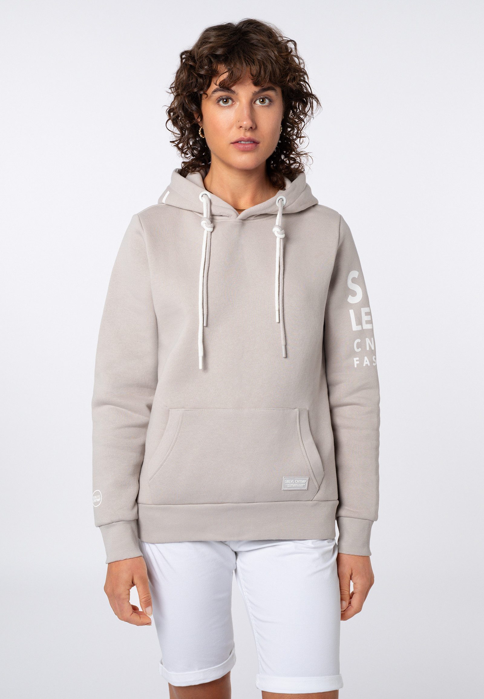 SUBLEVEL Kapuzenpullover Damen Hoodie mit auffälligen Prints auf Ärmel und Sweater, Kapuzensweatshirt mit Kängurutasche, mit Kapuze