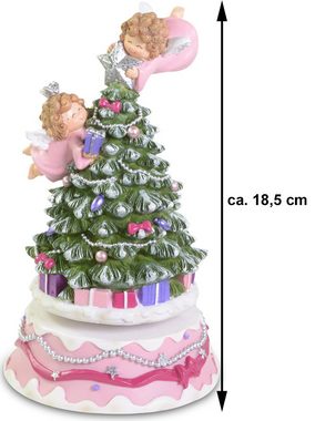 RIFFELMACHER & WEINBERGER Christbaumschmuck Spieluhr Rosa Weihnachtsbaum mit Engeln 18cm, 748