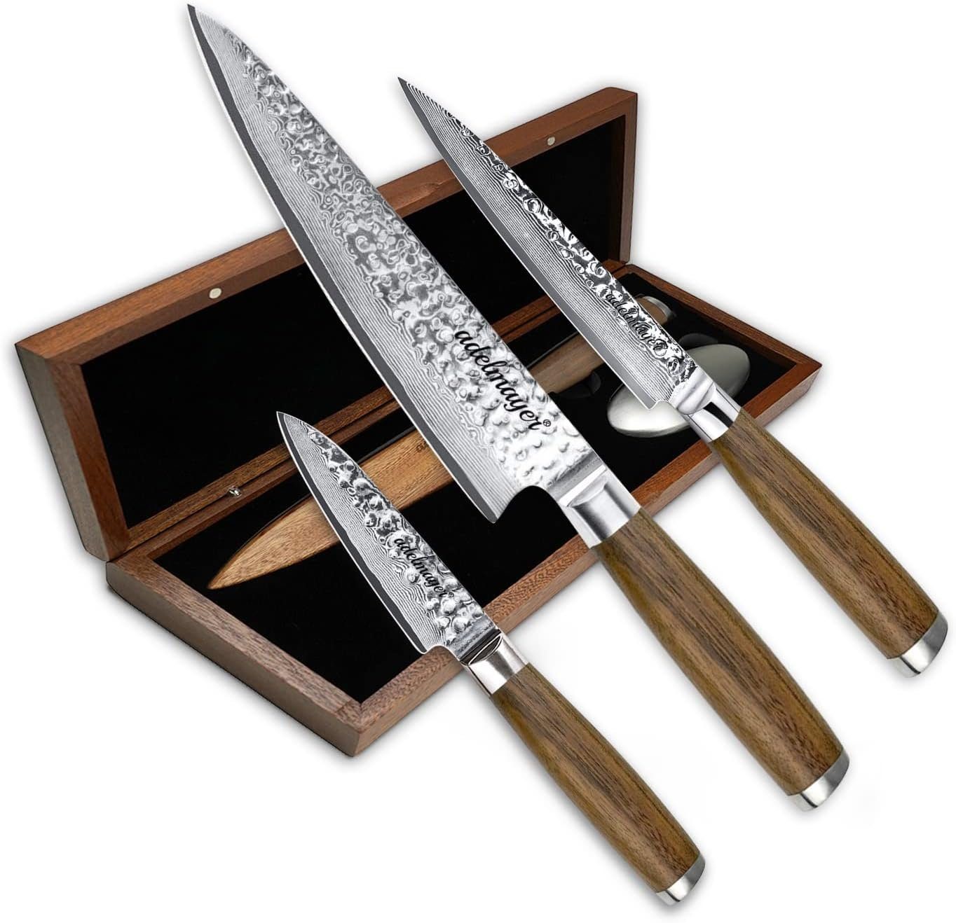 adelmayer Messer-Set Damastmesser Set KYOTO (SparSet, 3-tlg., Chefmesser20cm, Allzweckmesser, Schälmesser)