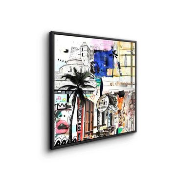 DOTCOMCANVAS® Acrylglasbild Ibiza Funk - Acrylglas, Acrylglasbild Ibiza Funk Lifestyle Streetart Collage quadratisch weiß