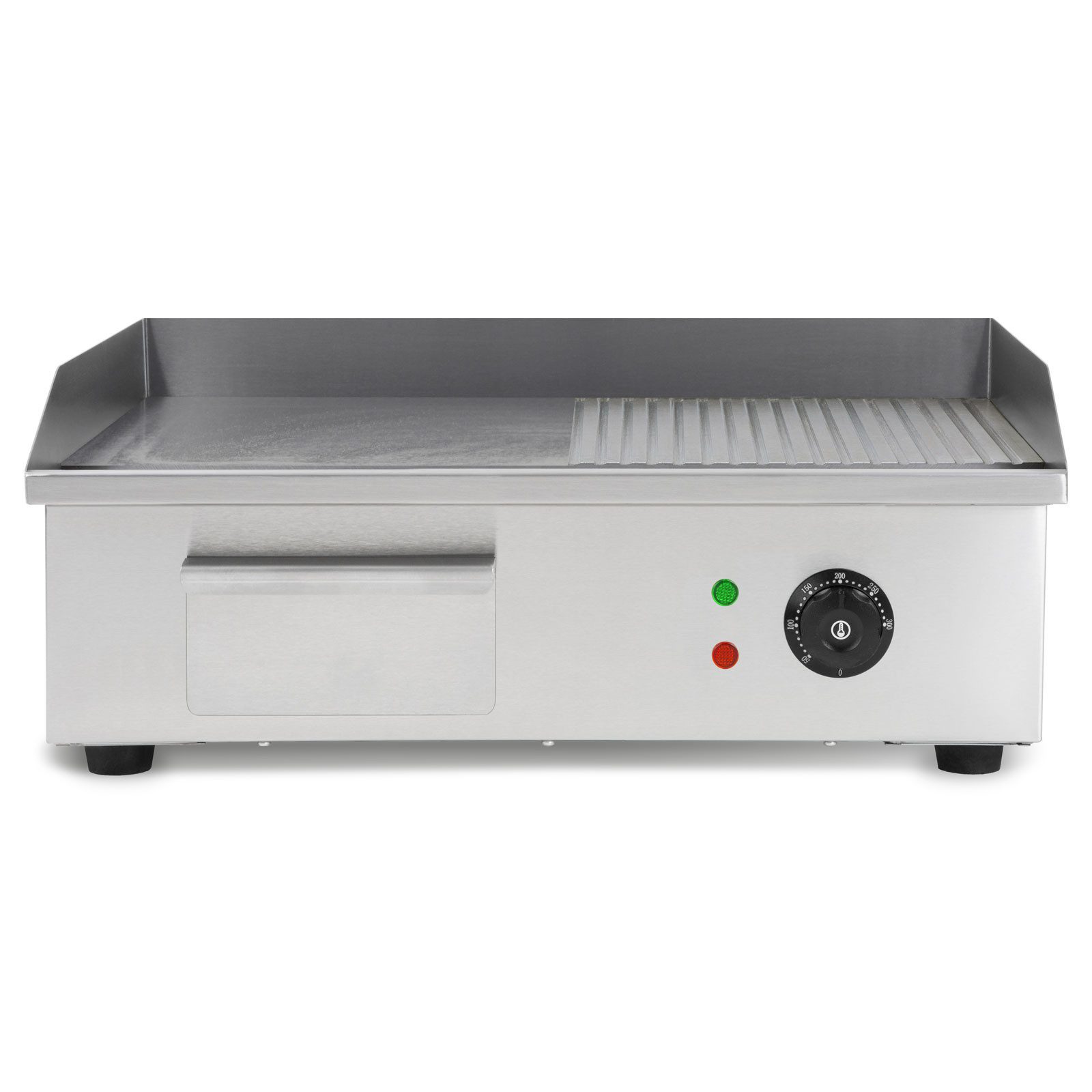vertes Elektrogrill Grillplatte Bratplatte Plancha Grill Elektrisch 3000W, 3000 W, Edelstahl Grillfläche Glatt & Mit Rillen 55x35cm