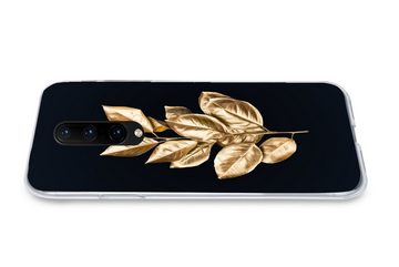 MuchoWow Handyhülle Pflanze - Blätter - Gold - Schwarz - Luxus, Phone Case, Handyhülle OnePlus 7 Pro, Silikon, Schutzhülle