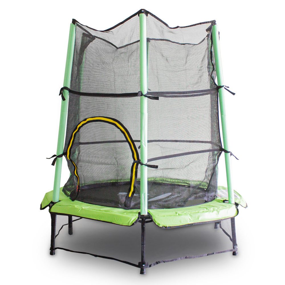 Trampolin-King Kindertrampolin 140cm mit Sicherheitsnetz und Randabdeckung Hellgrün, Ø 3 cm, (MS-17513)