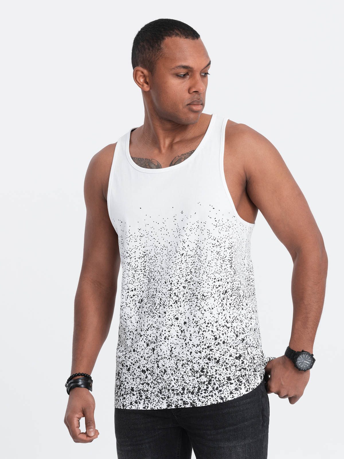 OMBRE Tanktop Herren Tanktop aus Baumwolle mit Farbverlaufsdruck