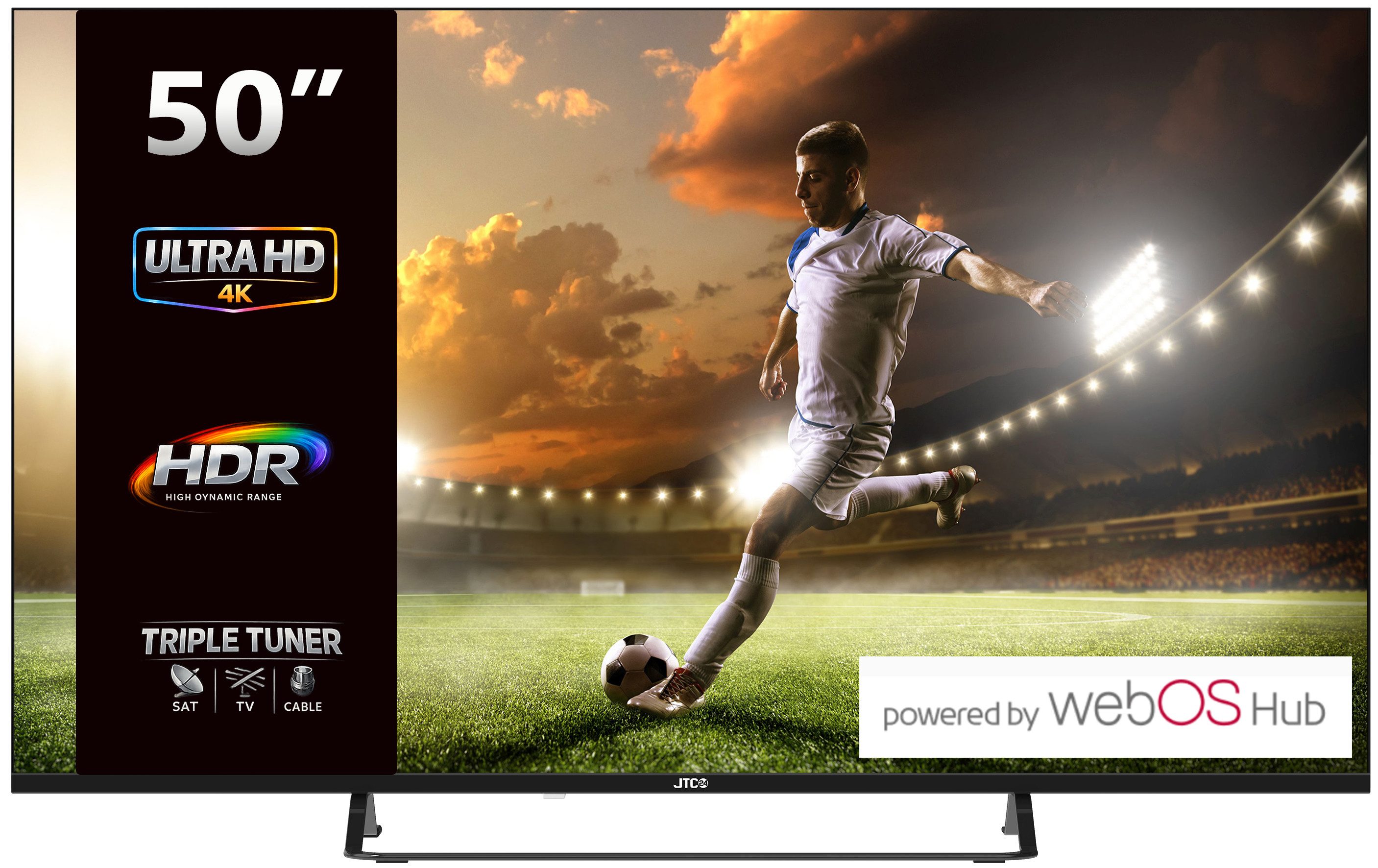 JTC-24 JTCS50U39501FLW LED-Fernseher (126,00 cm/50 Zoll, 4K Ultra HD, Smart-TV, HDR, LAN/WLAN, DLNA, Miracast WiFi Display, Bluetooth, rahmenlos)