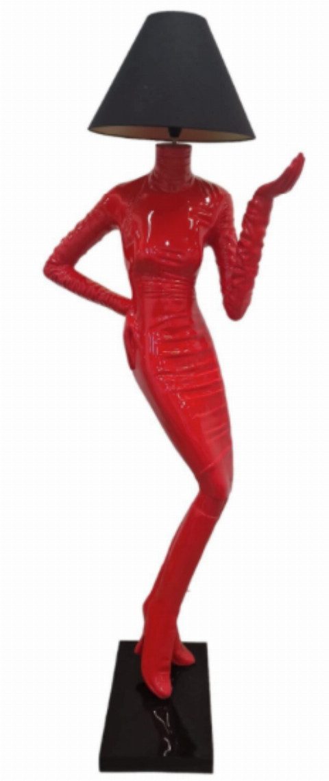Walt-Deko Dekofigur große moderne Stehlampe als Frauenfigur rot / Lady Lampe 185cm hoch