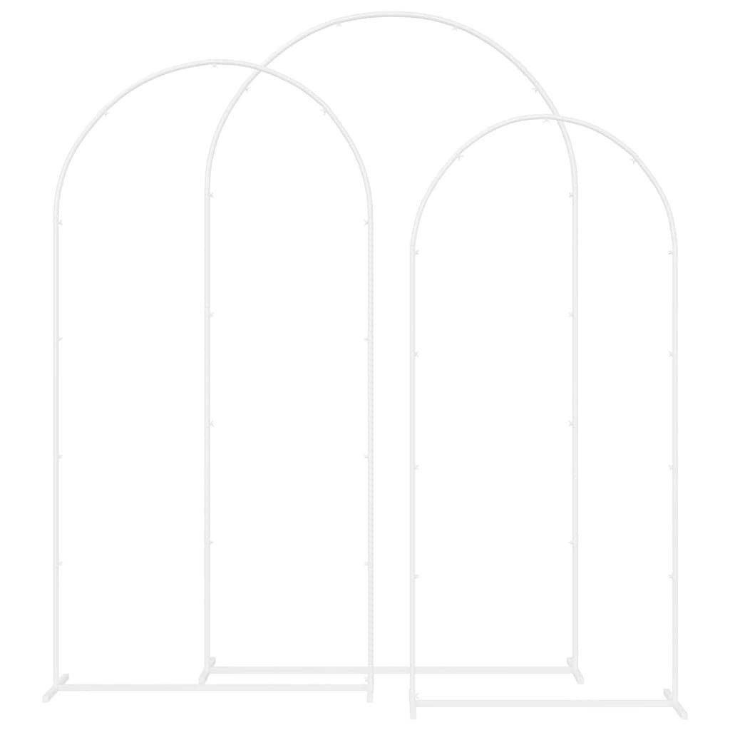 vidaXL Pergola Hochzeitsbogen 3 pcs Weiß Stahl, (3-tlg)