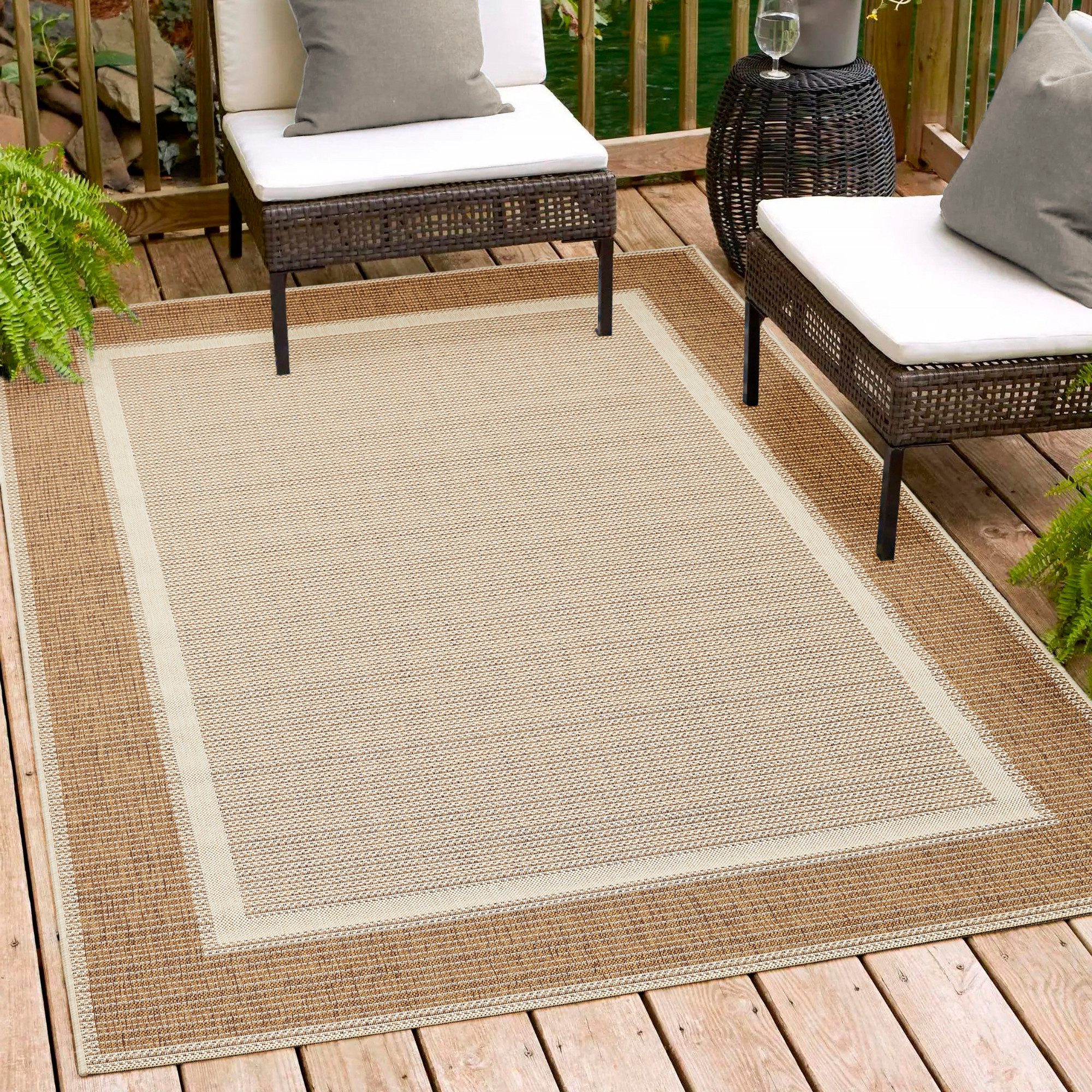 Andiamo Teppich ARIZONA 2, rechteckig, Höhe: 5 mm, Flachgewebe, mit Bordüre, In- und Outdoor geeignet, wetterfest