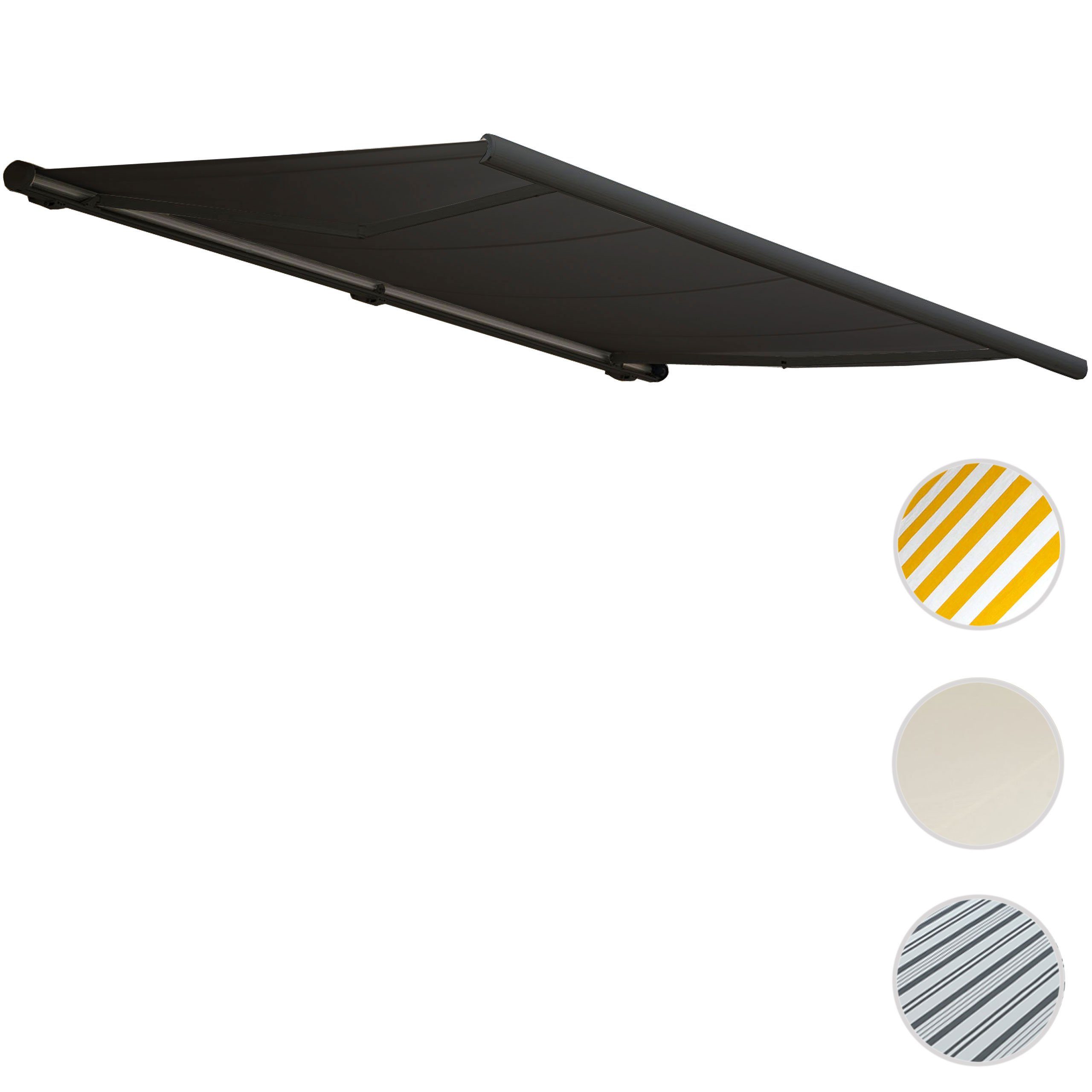 Thumbnail - MCW Kassettenmarkise H124-5x3-oV Wandhalterung, Stahlankerbolzen, Handkurbel, Markenmotor mit 205 Watt
