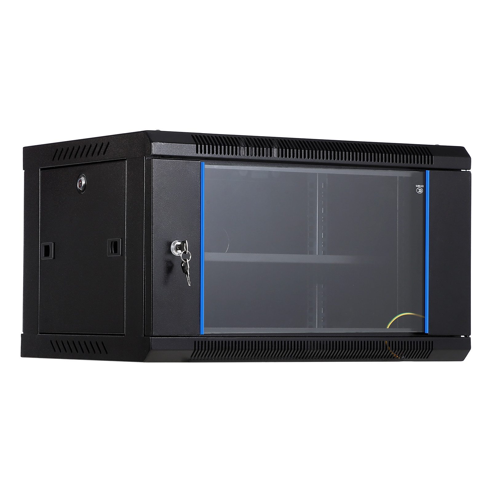 GarveeMore PC-Gehäuse 45cm Tiefe Robuster 6U Server-Rack Wandschrank für Netzwerk und IT, Mit abschließbarer Glastür, Belüftung, abnehmbaren Seitenwänden