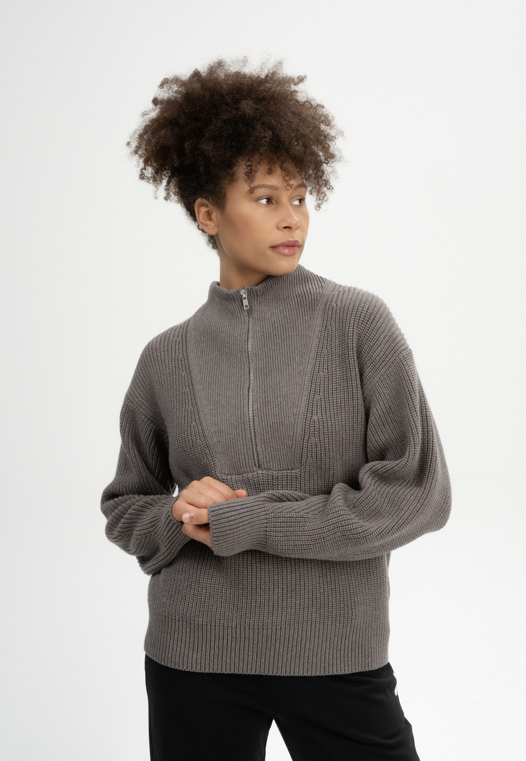 MELA Strickpullover Damen Rippstrick Troyer KIMAYA günstig online kaufen