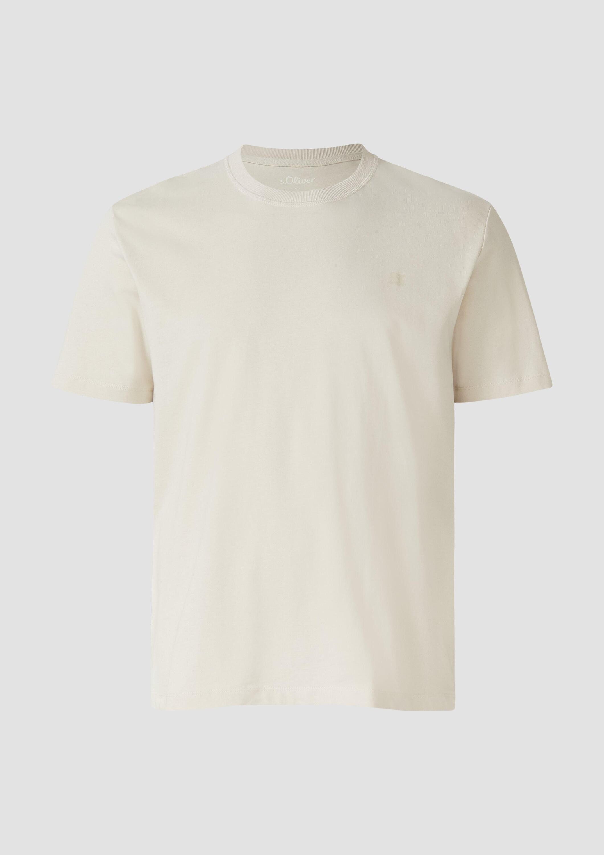 s.Oliver Kurzarmshirt T-Shirt Heavy Jersey T-Shirt mit Crew Neck und Logo-Print