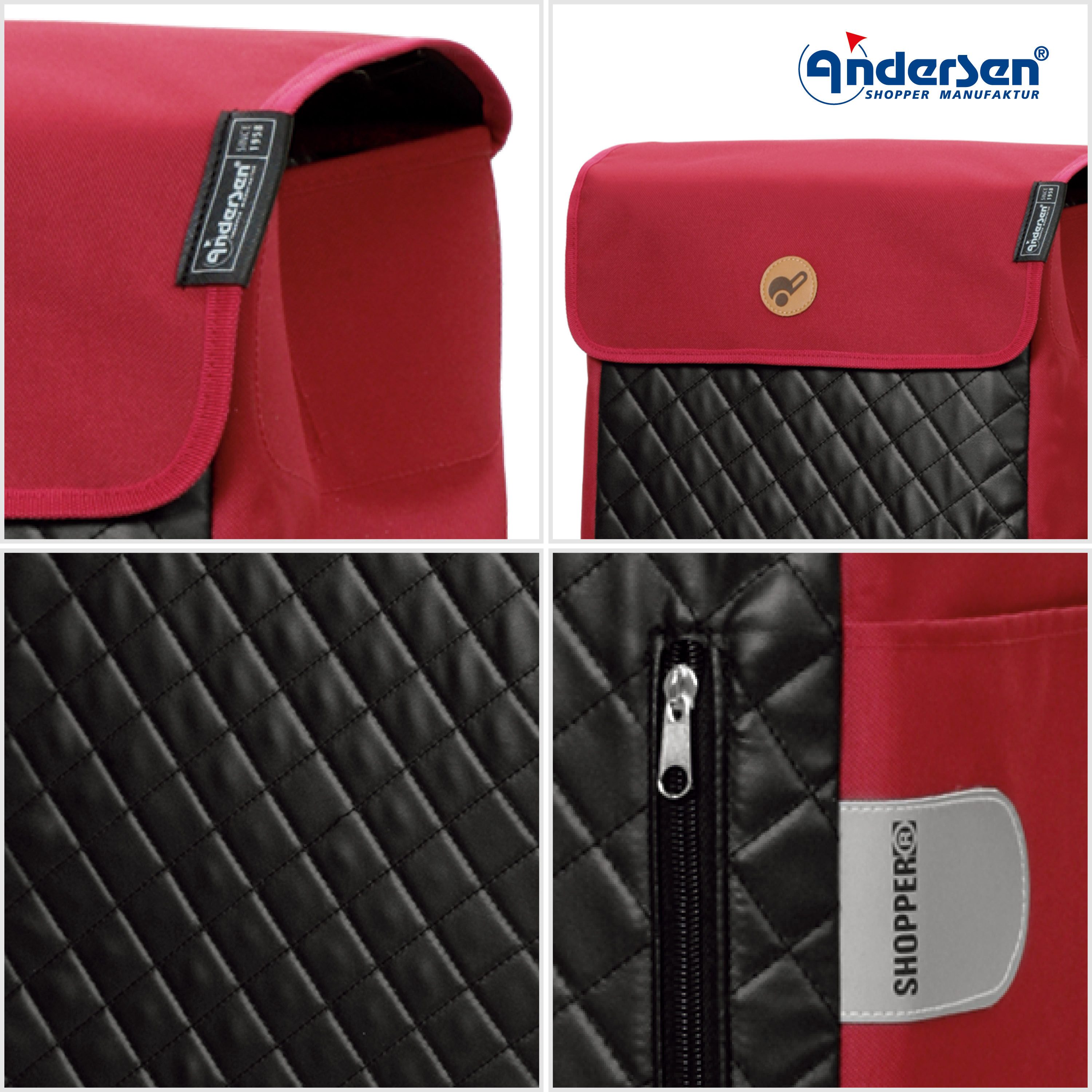 Andersen Einkaufstrolley Tasche Mari rot, wasserabweisend