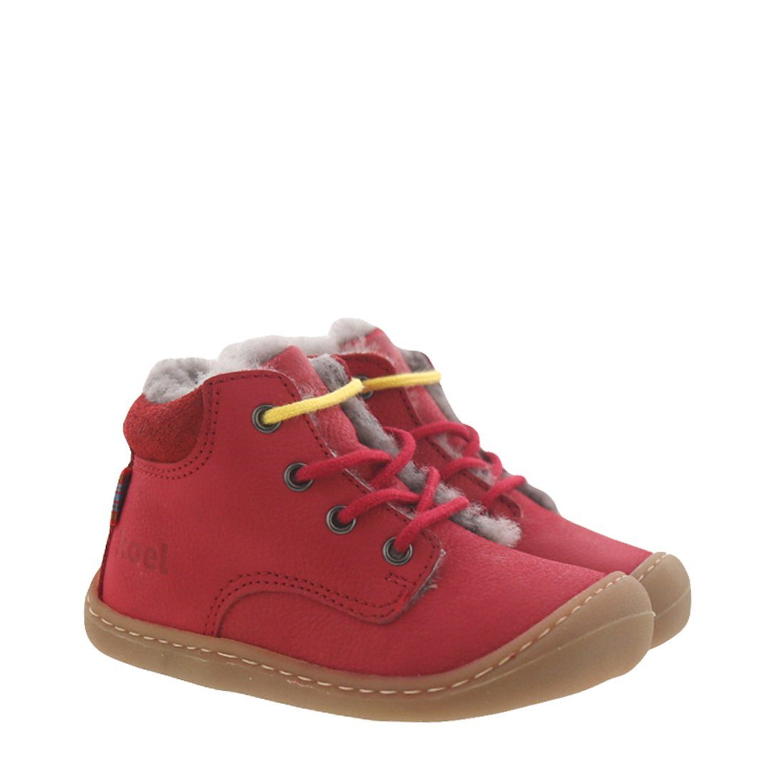 KOEL Koel Barfußschuhe Lauflernschuh Сапоги Bill Leder Lammfell Rot Schnürstiefelette