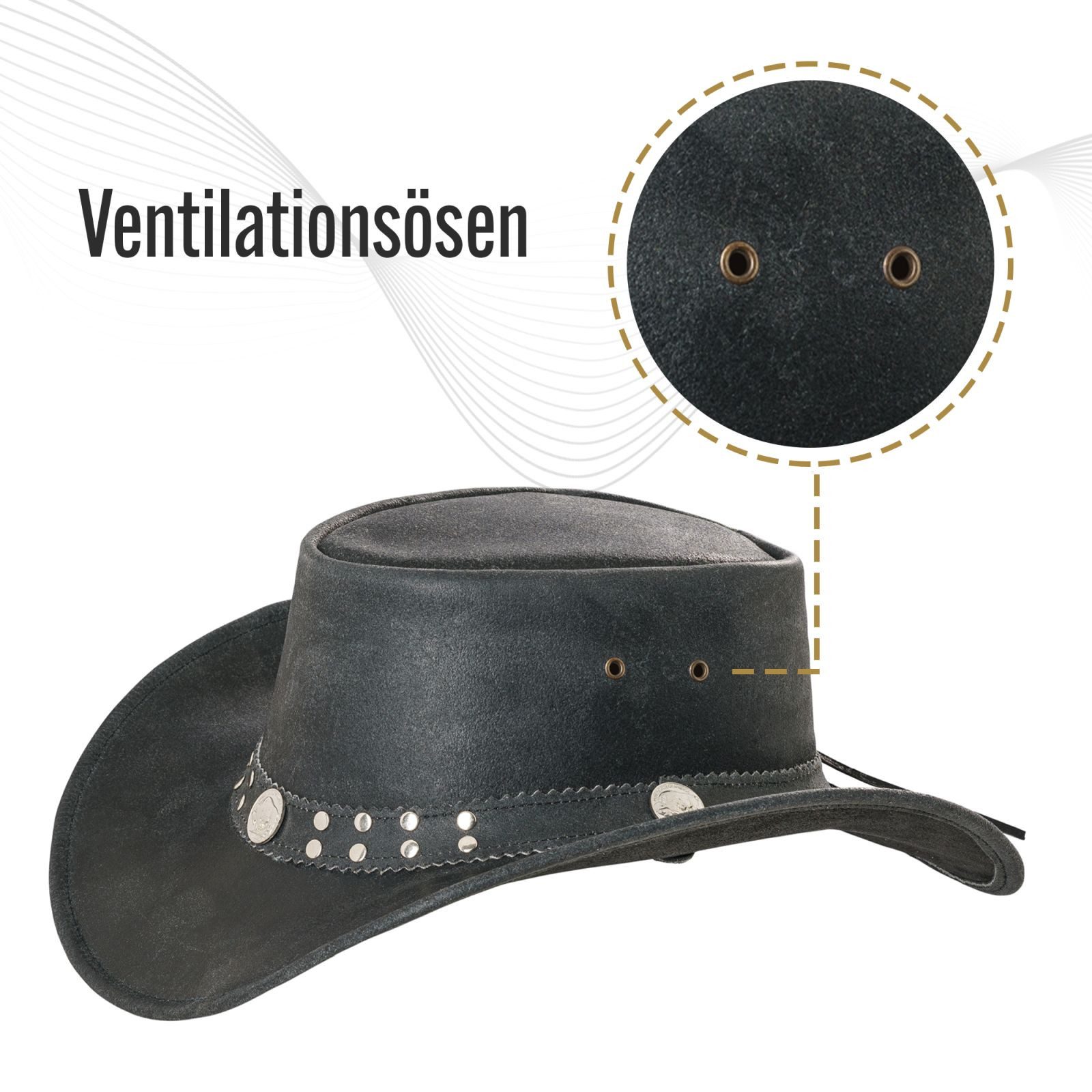 BLACK FOREST FOX Cowboyhut Buffalo Bill Herren Damen Western Cowboy Leder Hut in 5 Farben (1-St)